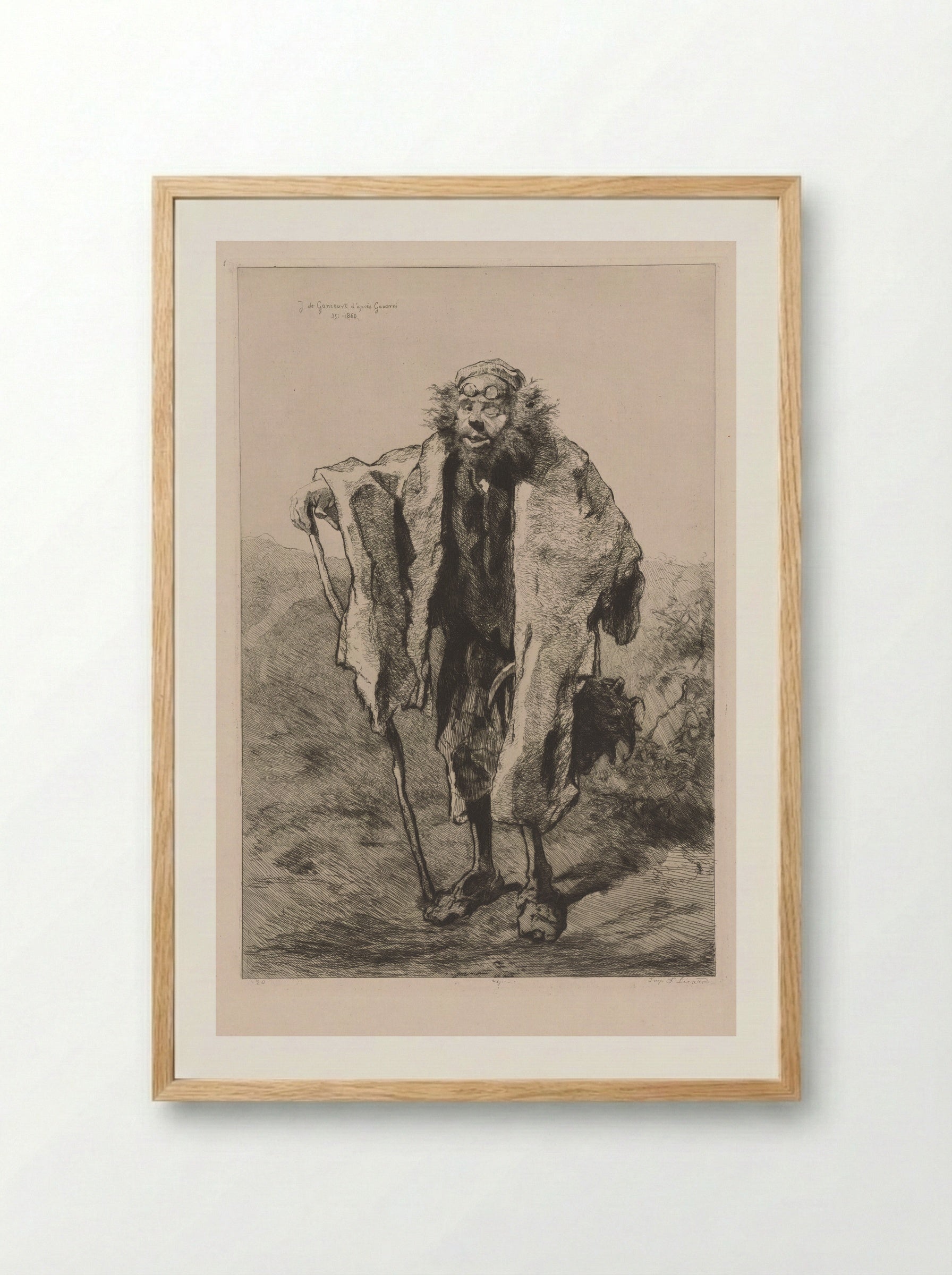Thomas Vireloque (After Gavarni) - Jules de Goncourt - Framed Print Wood
