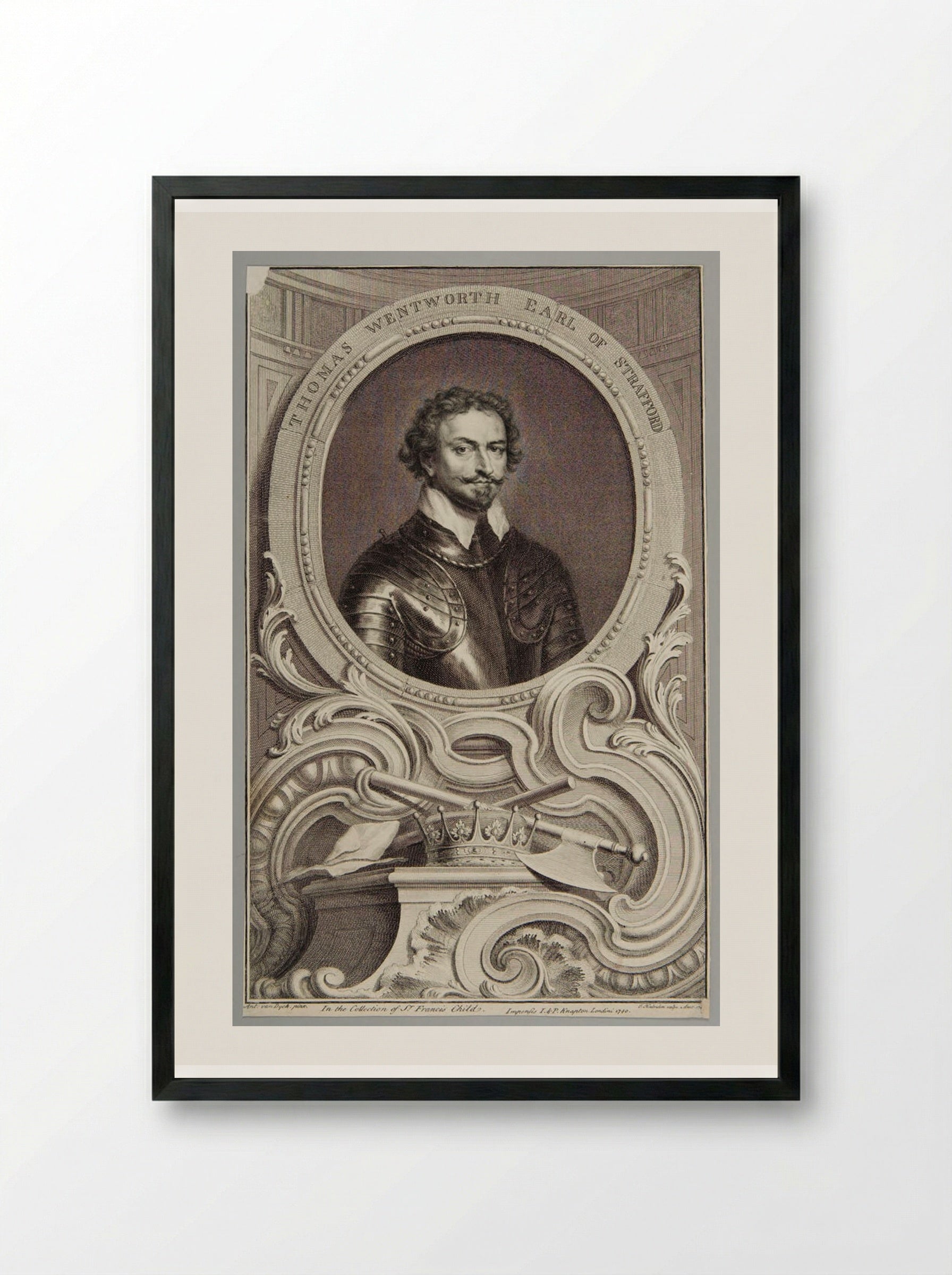 Thomas Wentworth, Earl of Strafford - Jacobus Houbraken - Framed Print Black