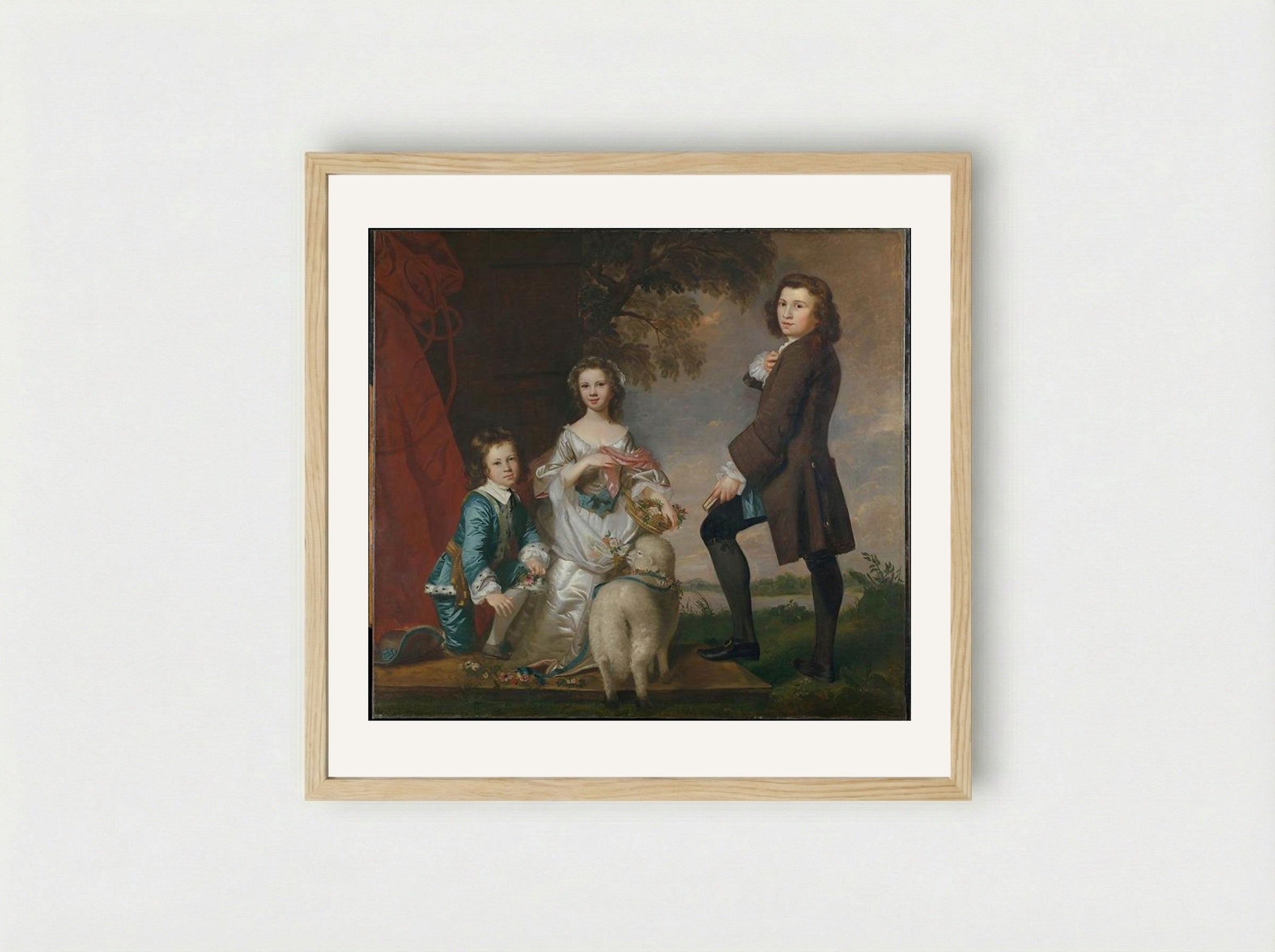 Thomas and Martha Neate with His Tutor, Thomas Needham - Sir Joshua Reynolds - Framed Print Wood