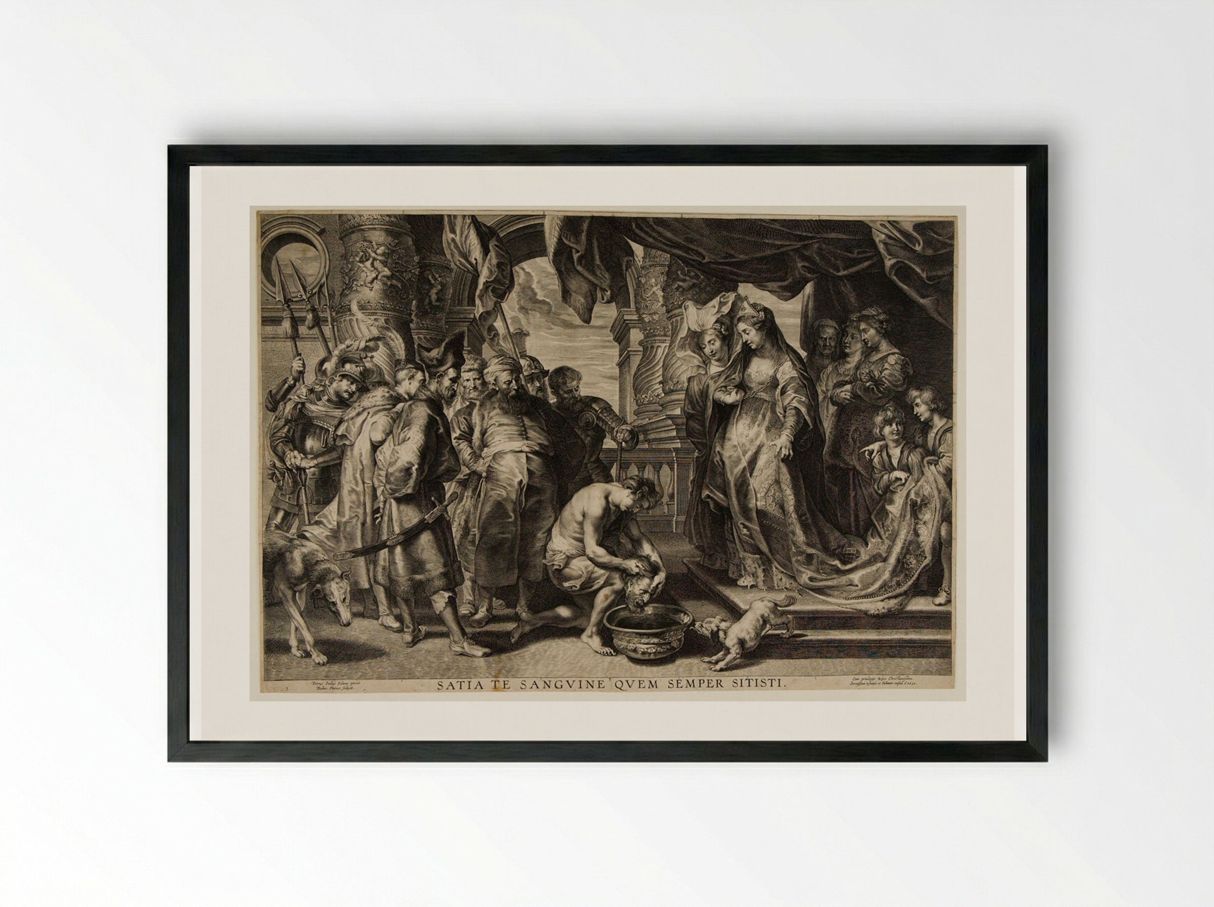 Thomyris Causing the Head of Cyrus to be Immersed in Blood - Paulus Pontius - Framed Print Black
