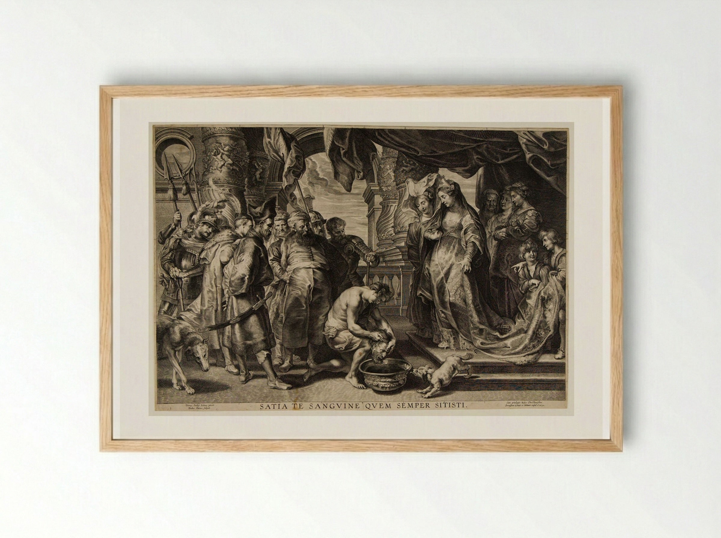 Thomyris Causing the Head of Cyrus to be Immersed in Blood - Paulus Pontius - Framed Print Wood