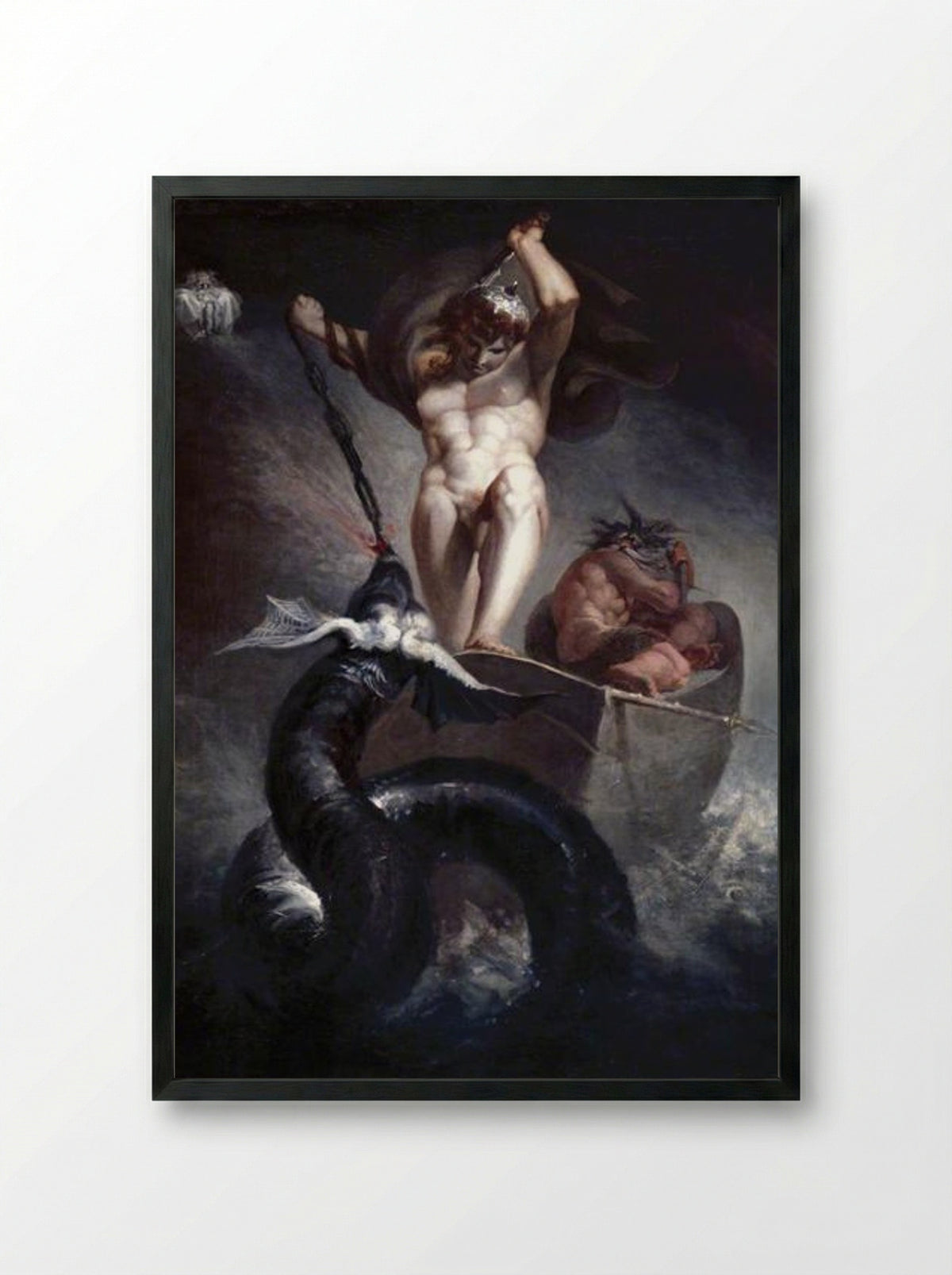 Thor Battering the Midgard Serpent - Henry Fuseli - Framed Print Black