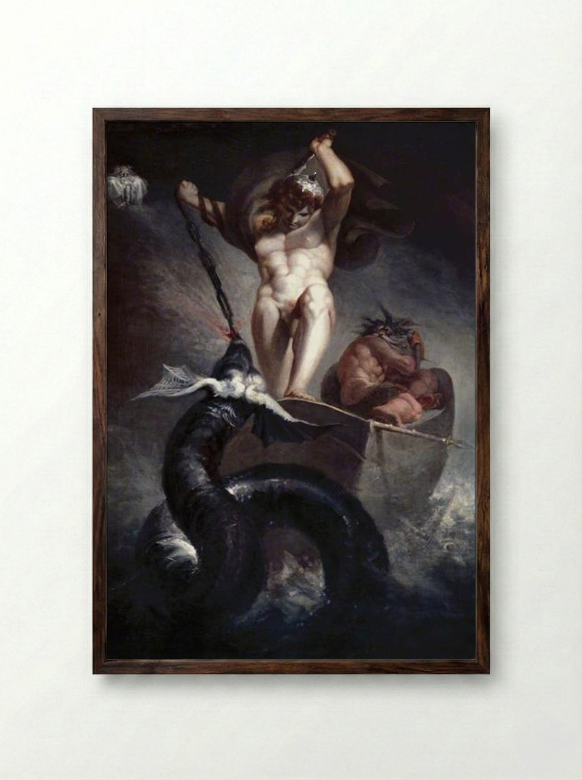 Thor Battering the Midgard Serpent - Henry Fuseli - Framed Print Dark Wood