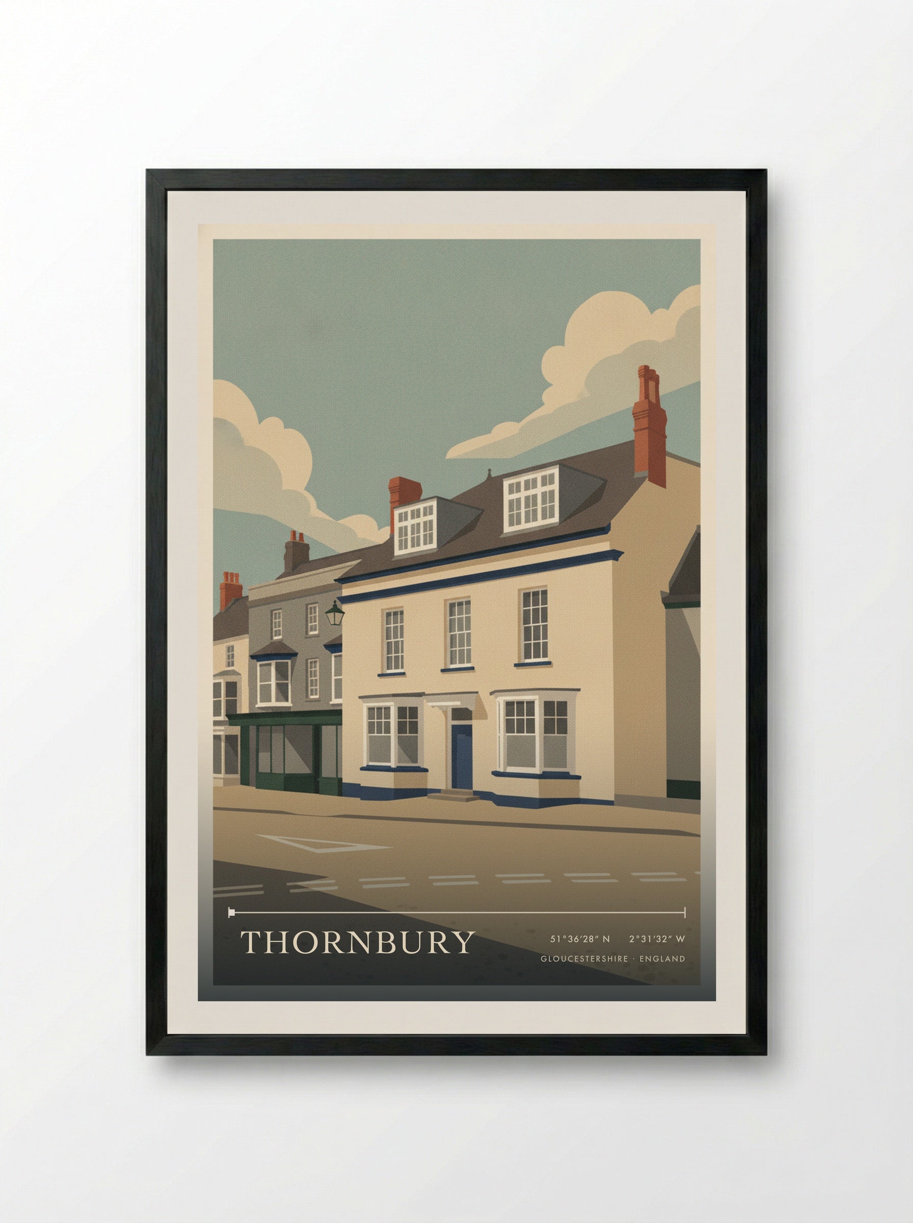 Thornbury Gloucestershire England Travel Poster - Framed Print Black