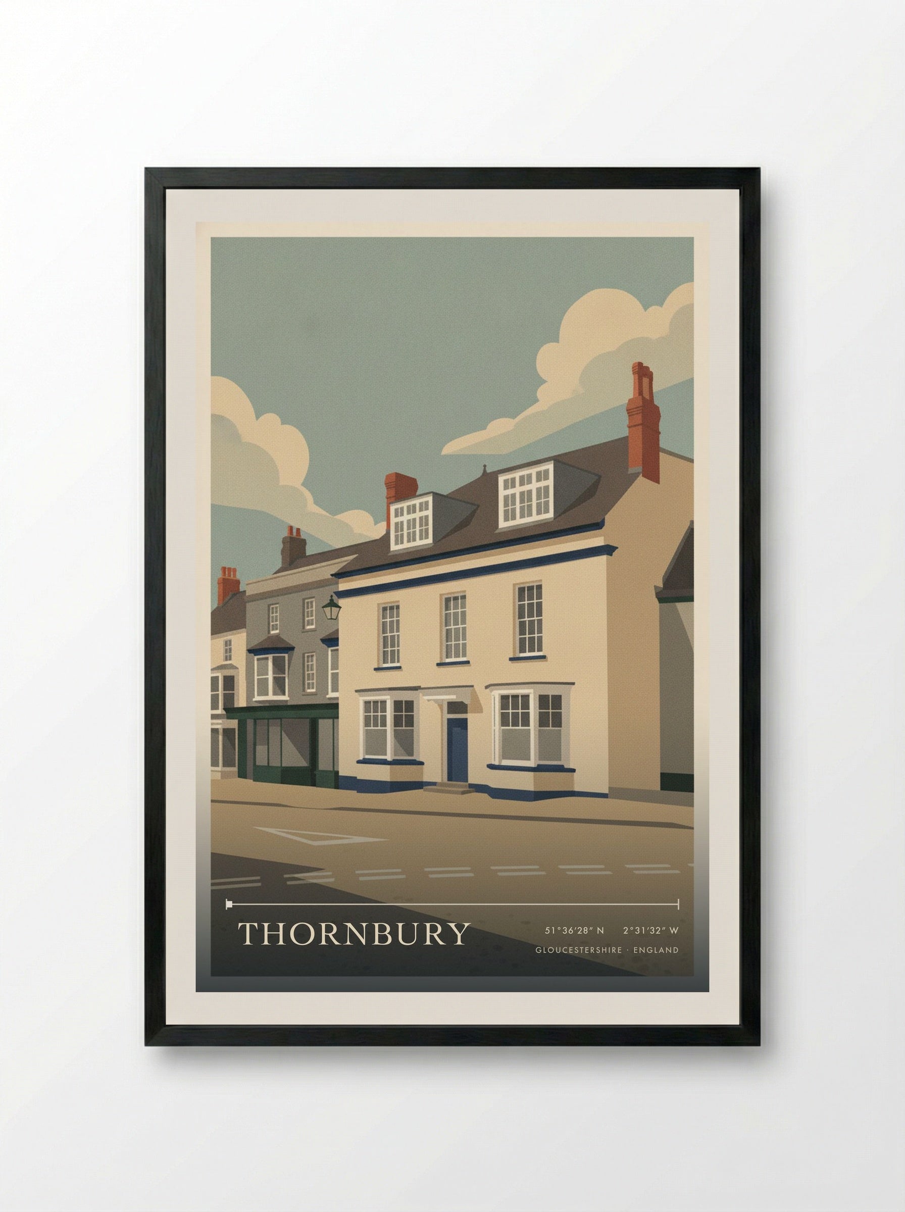 Thornbury Gloucestershire England Travel Poster - Framed Print Black