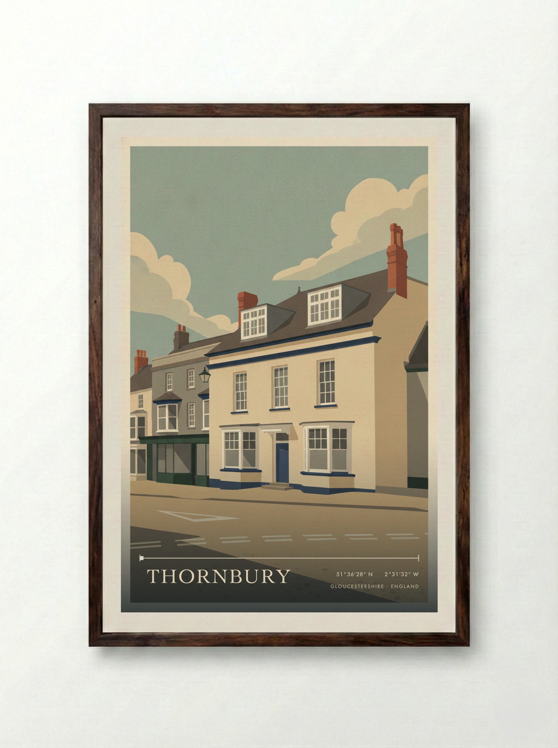 Thornbury Gloucestershire England Travel Poster - Framed Print Dark Wood