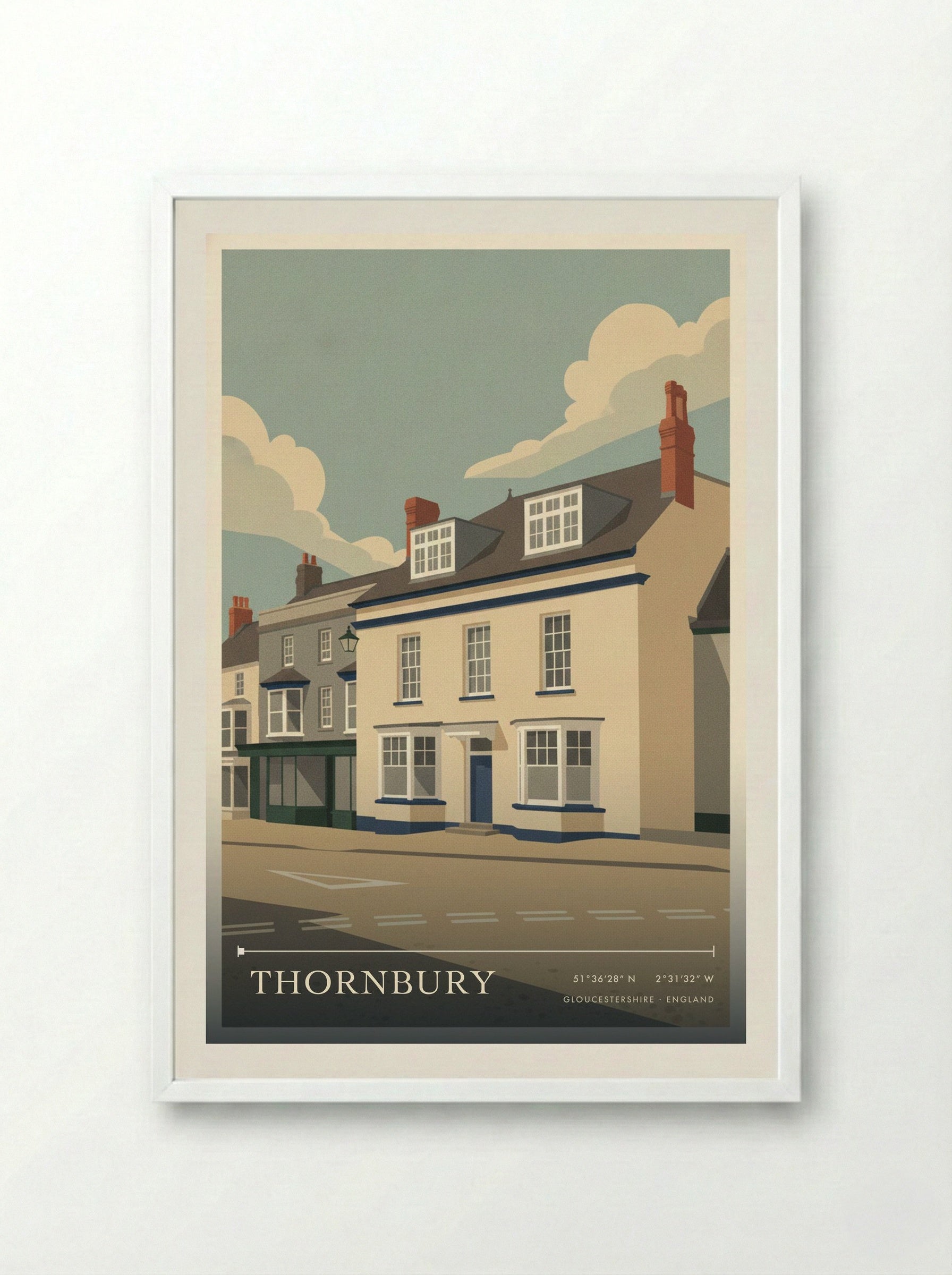 Thornbury Gloucestershire England Travel Poster - Framed Print White