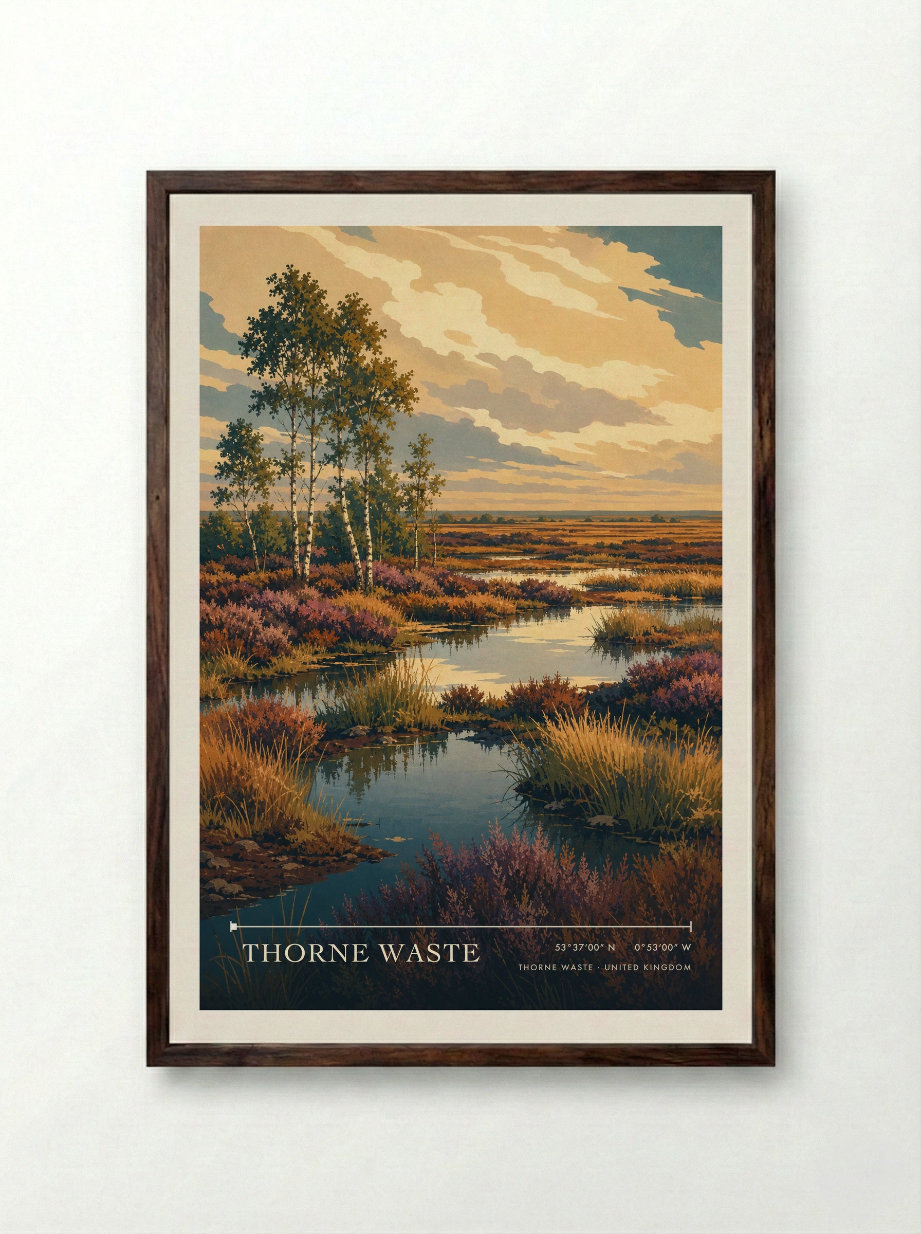 Thorne Waste United Kingdom Travel Poster - Framed Print Dark Wood