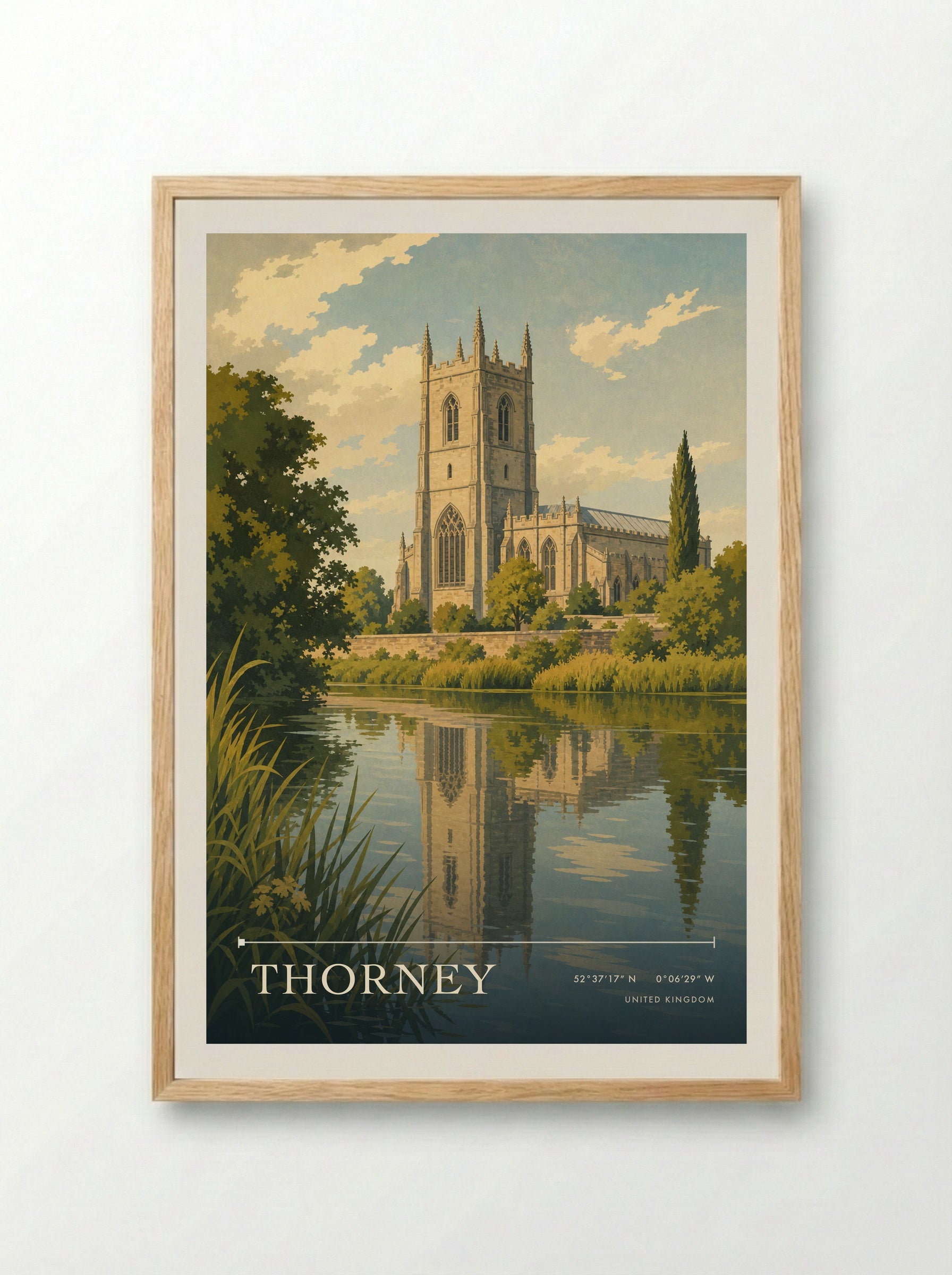 Thorney United Kingdom Travel Poster - Framed Print Wood
