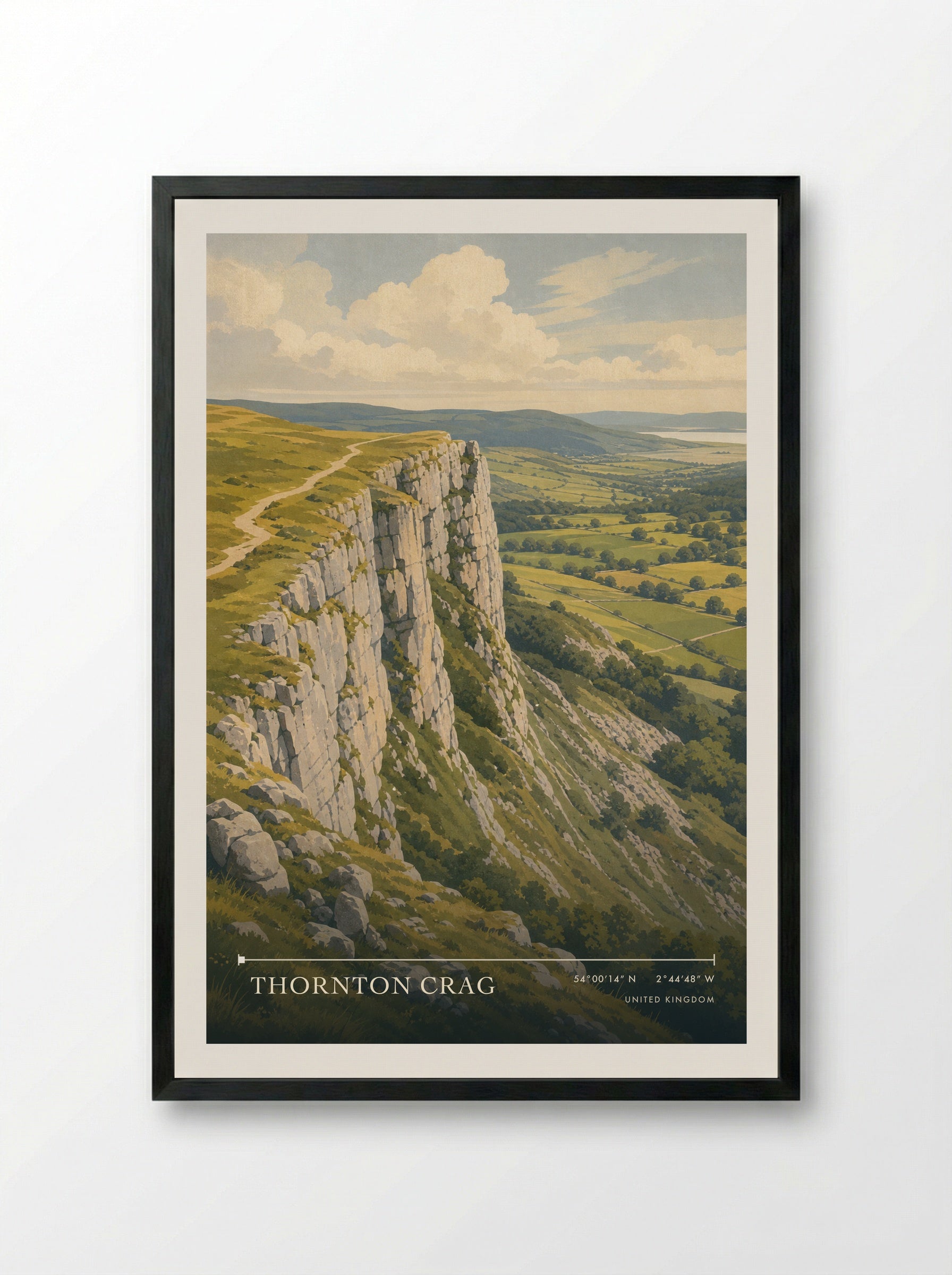 Thornton Crag United Kingdom Travel Poster - Framed Print Black