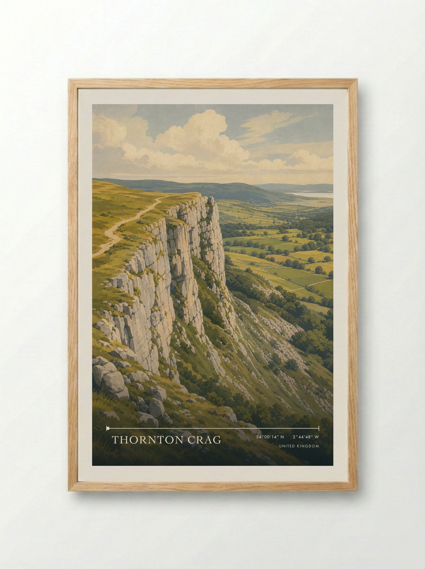 Thornton Crag United Kingdom Travel Poster - Framed Print Wood