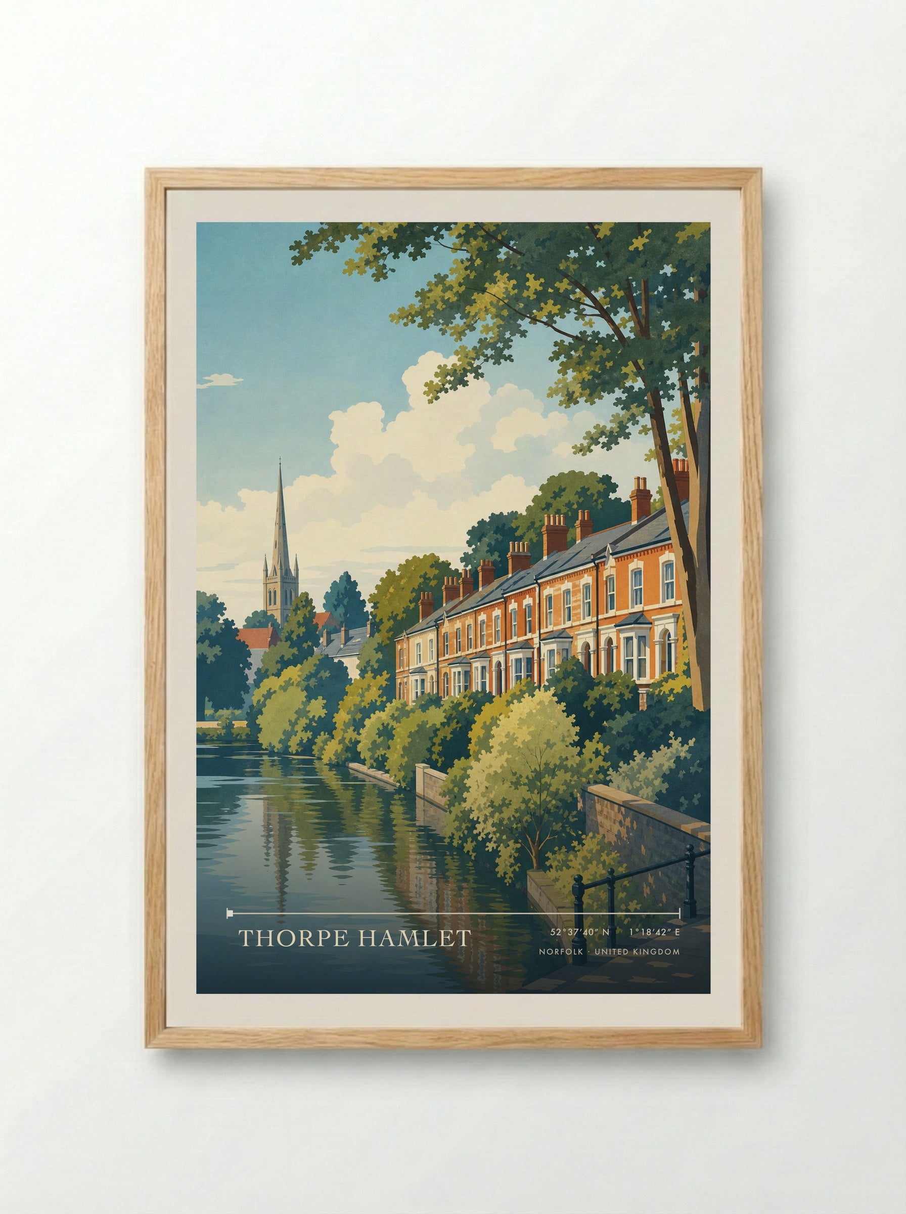 Thorpe Hamlet Norfolk United Kingdom Travel Poster - Framed Print Wood