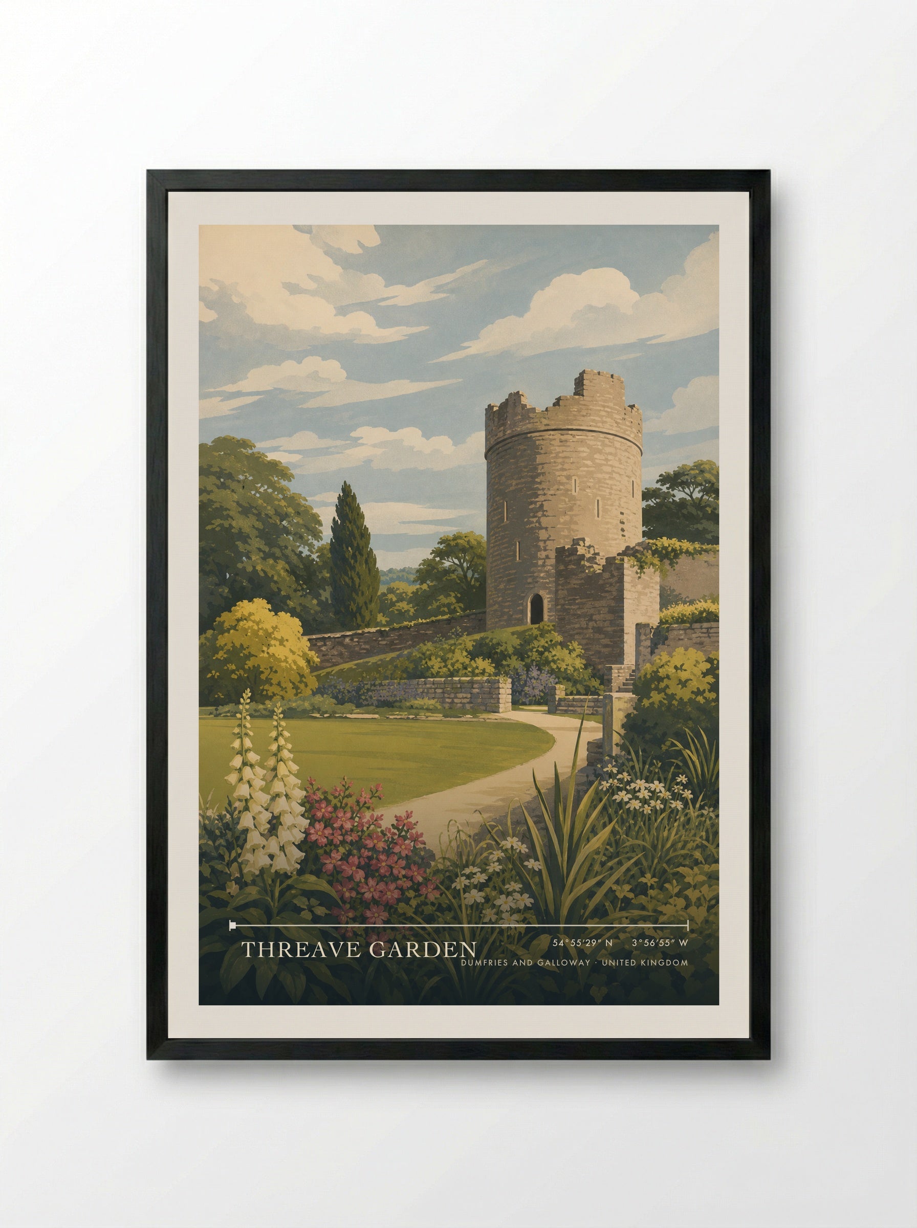 Threave Garden Dumfries and Galloway United Kingdom Travel Poster - Framed Print Black