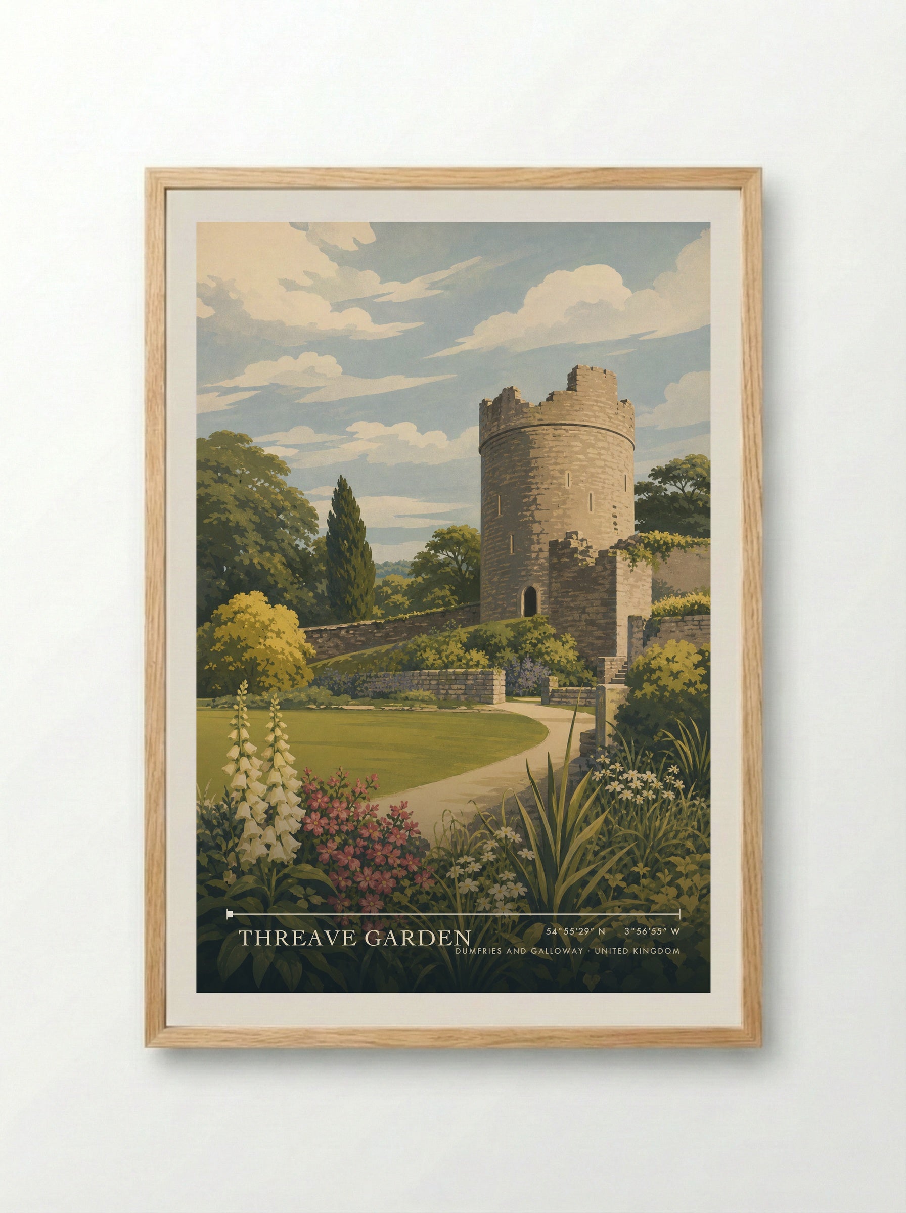 Threave Garden Dumfries and Galloway United Kingdom Travel Poster - Framed Print Wood