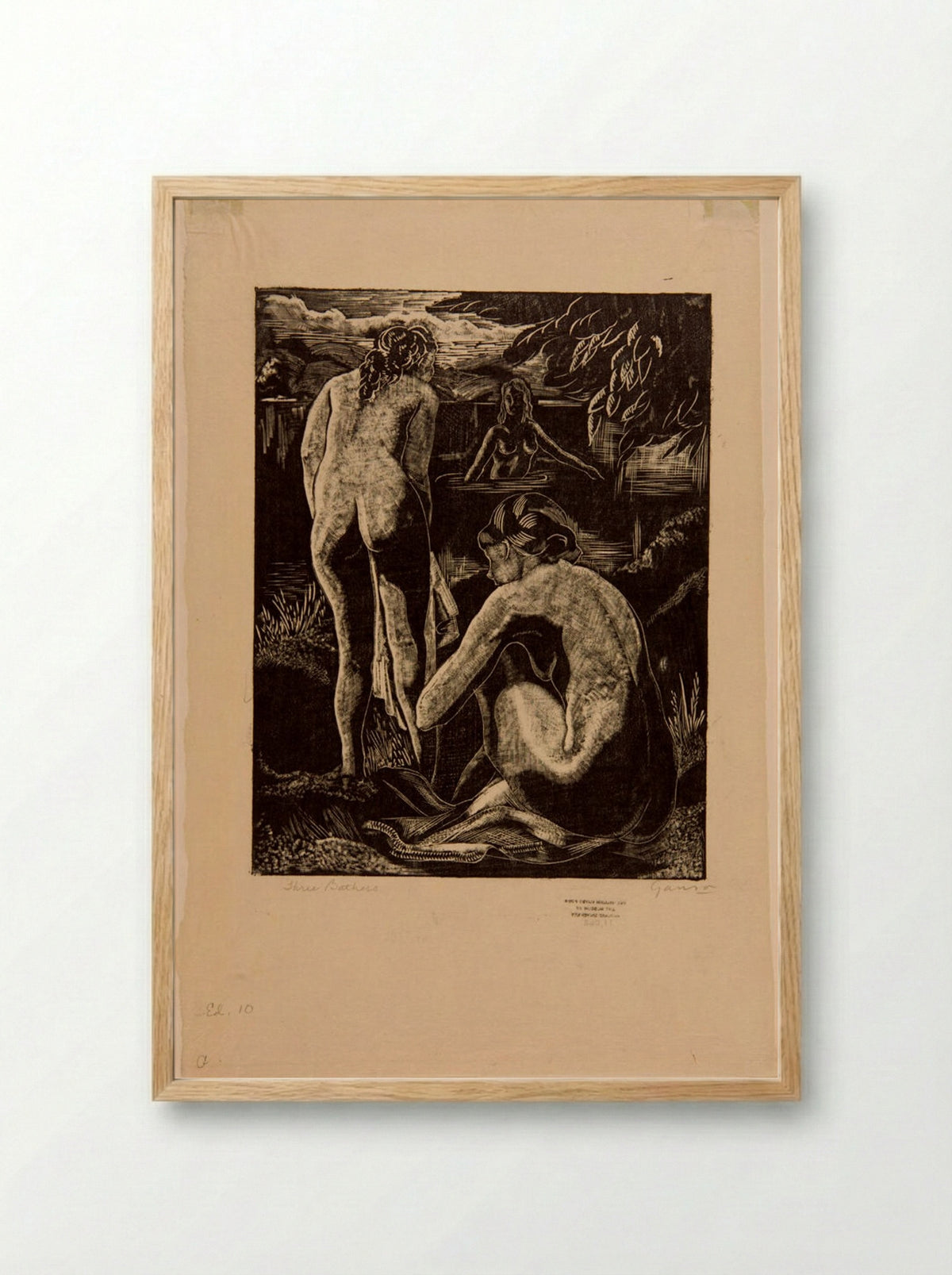 Three Bathers - Emil Ganso - Framed Print Wood