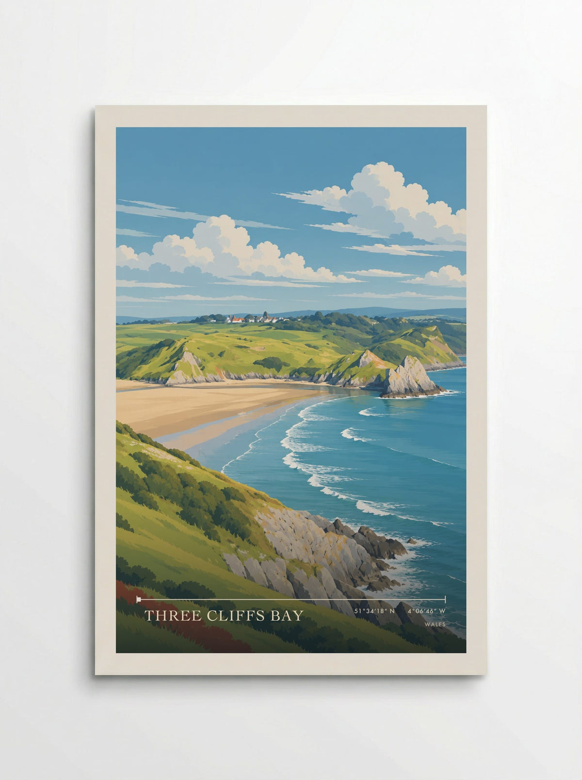 Three Cliffs Bay | Travel Poster - Poster