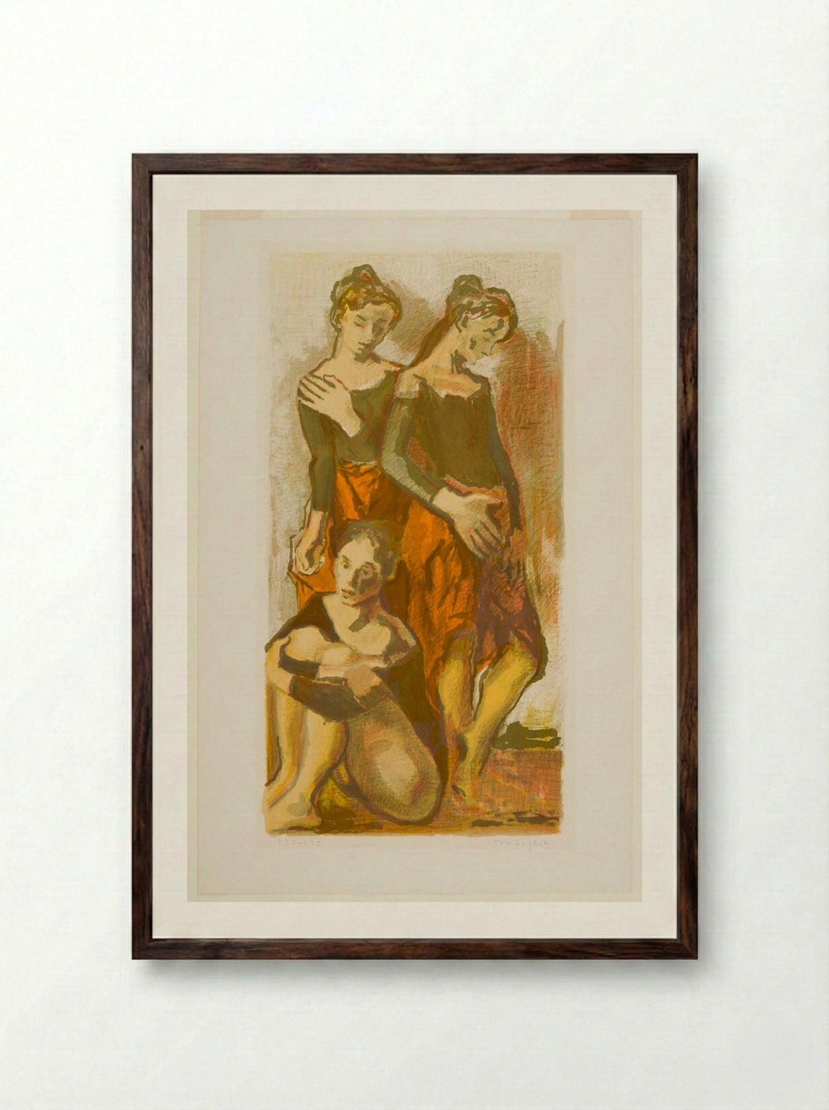 Three Dancers - Moses Soyer - Framed Print Dark Wood
