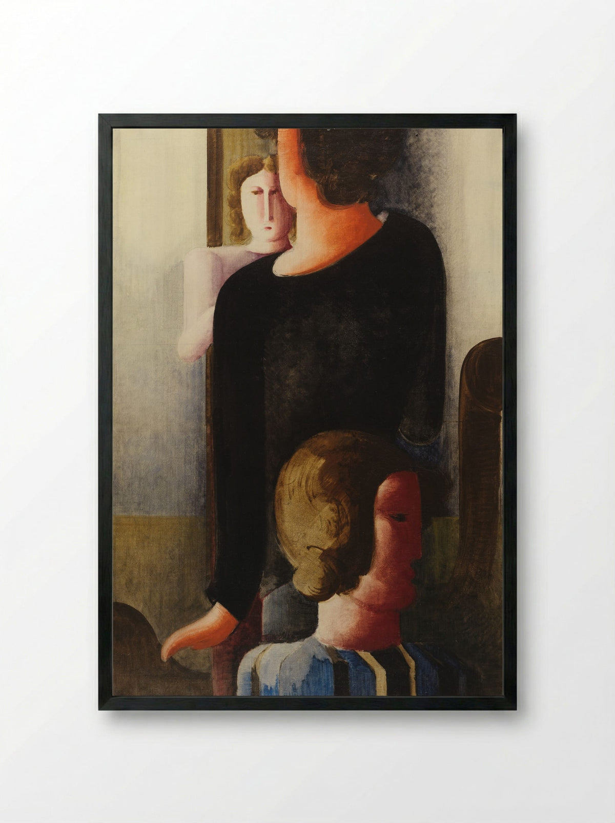 Three Figures with Furniture-like Forms - Oskar Schlemmer - Framed Print Black