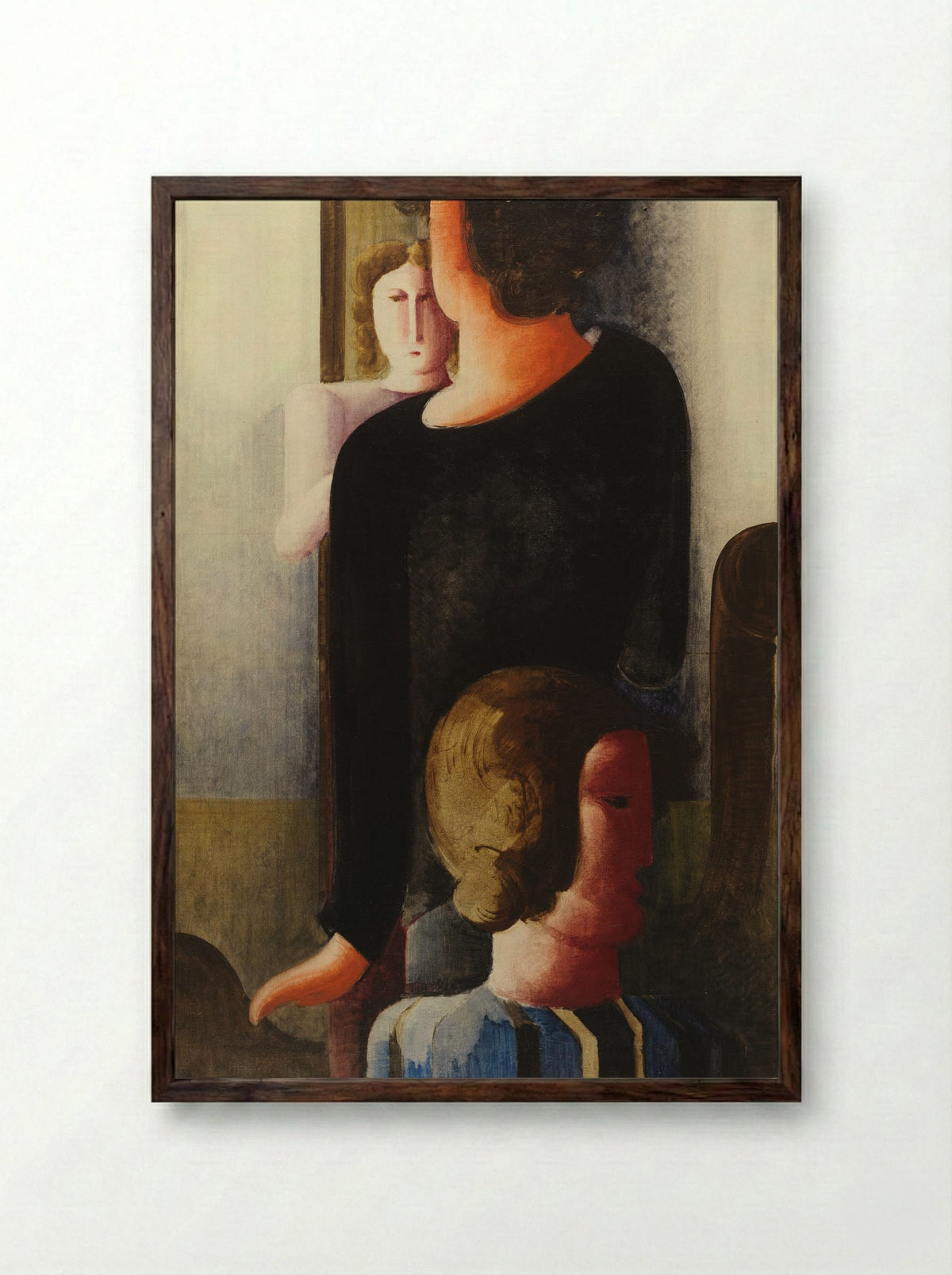 Three Figures with Furniture-like Forms - Oskar Schlemmer - Framed Print Dark Wood