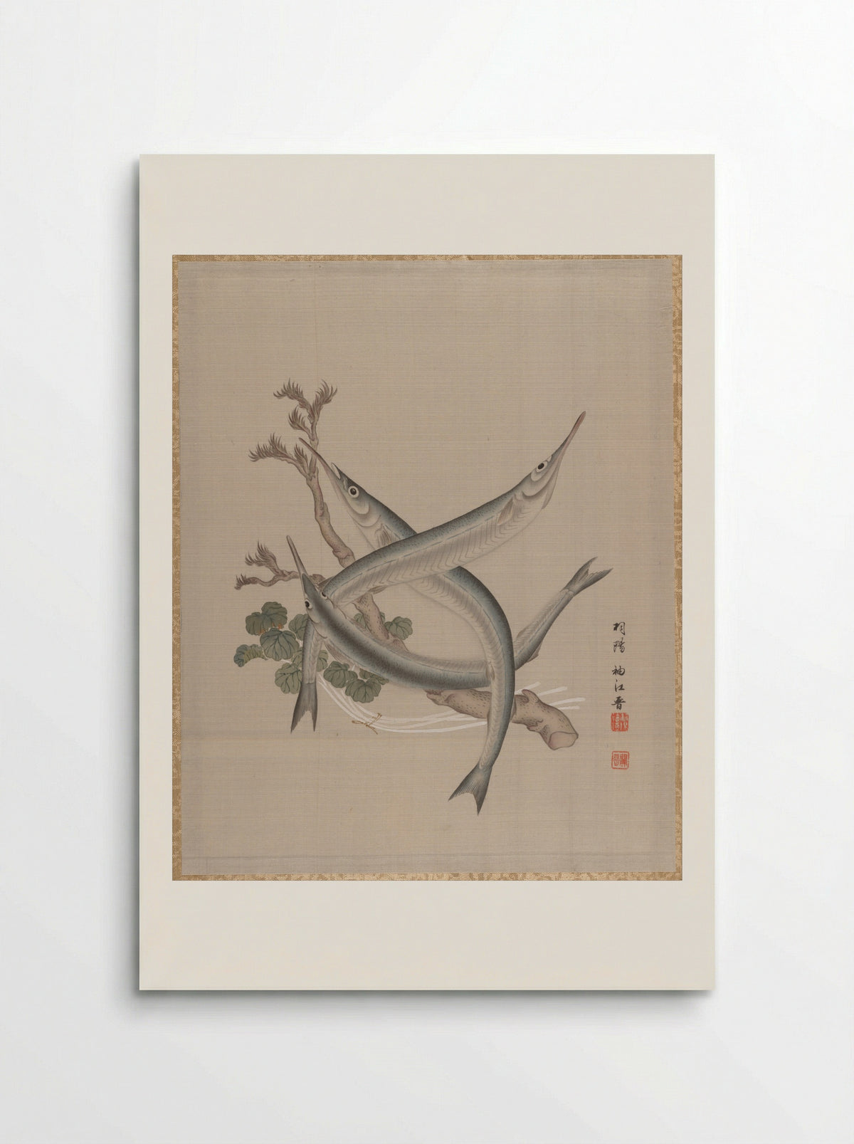 Three Fishes and a Branch - Seki Shūkō - Poster