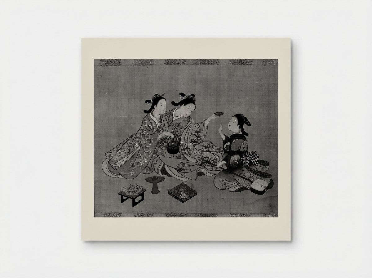Three Girls Having Tea - Nishikawa Sukenobu - Poster