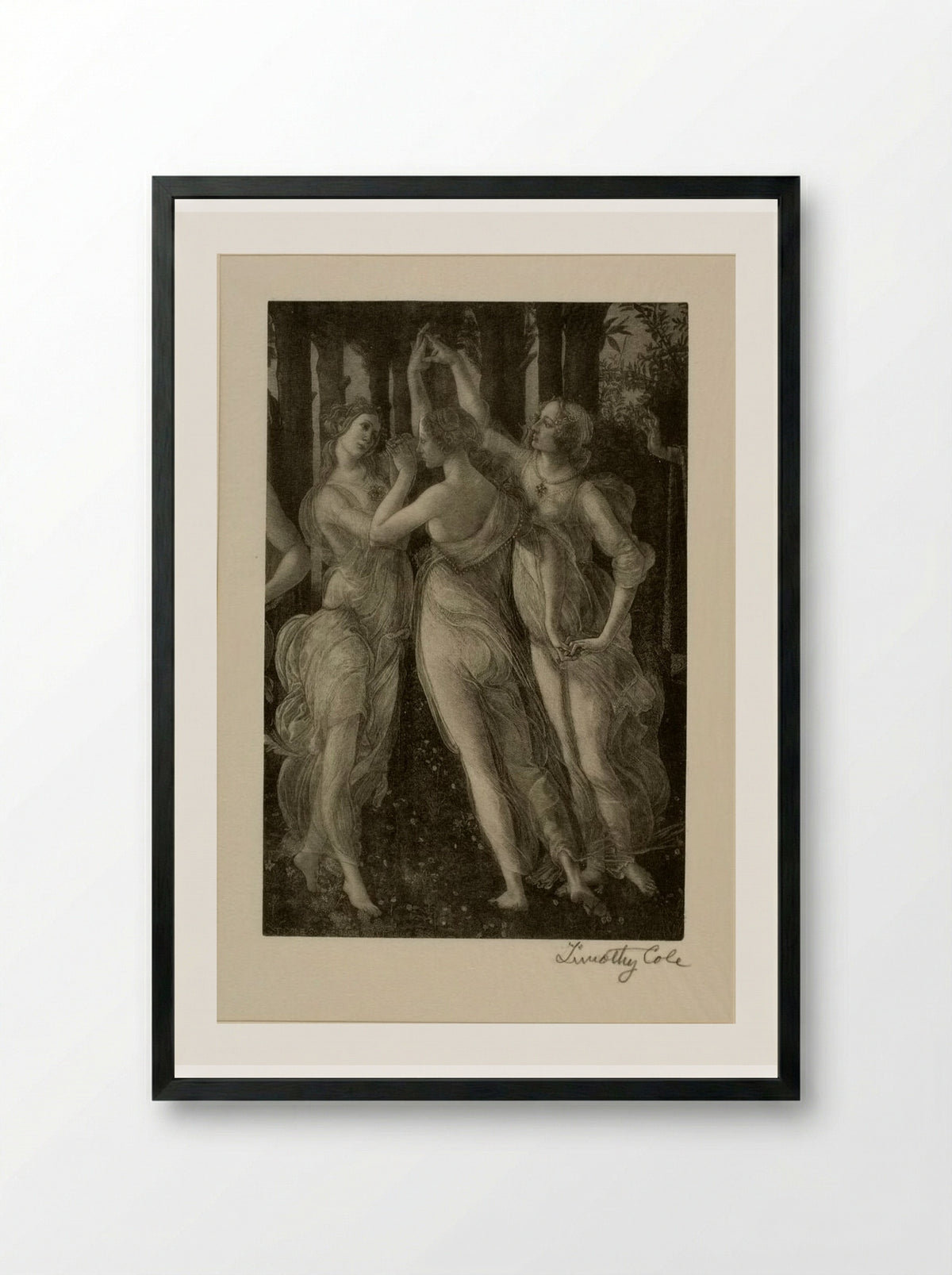 Three Graces (Detail from Allegory of the Seasons) - Timothy Cole - Framed Print Black
