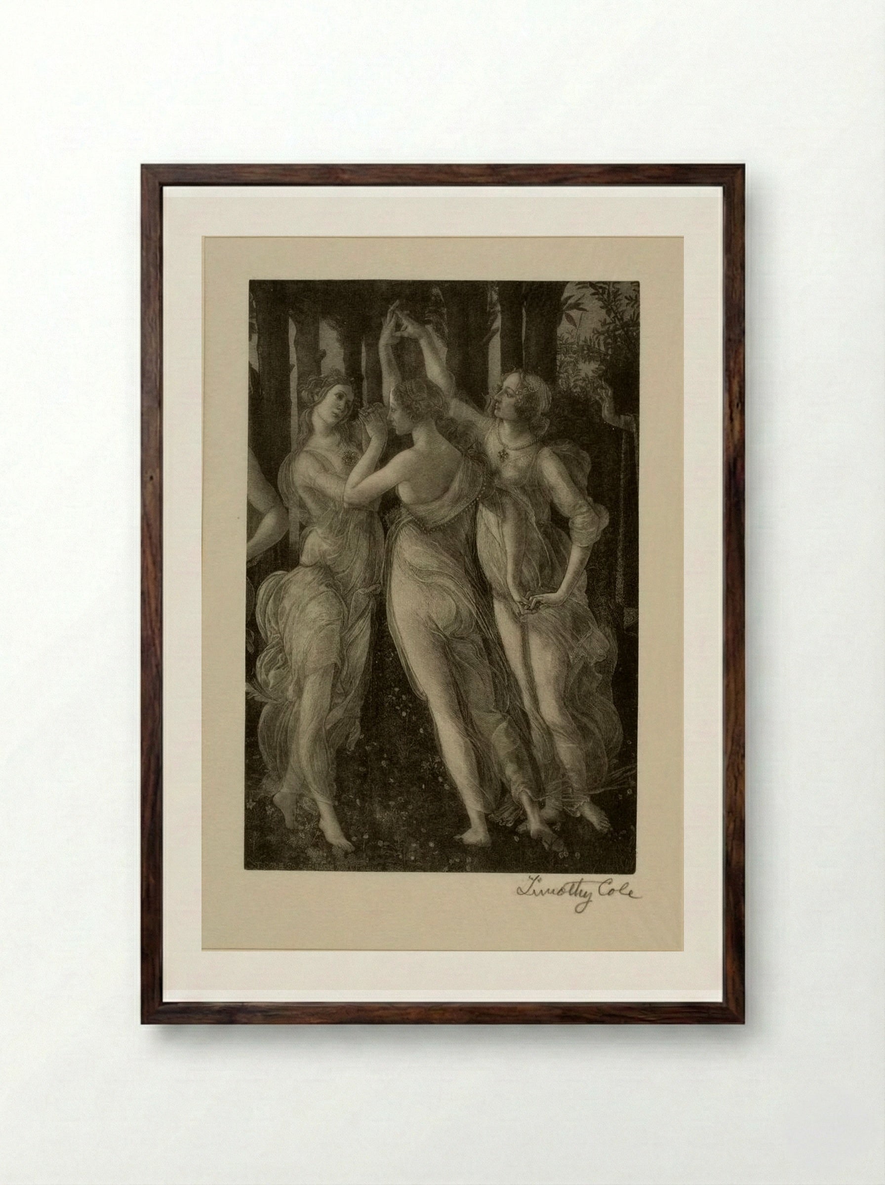 Three Graces (Detail from Allegory of the Seasons) - Timothy Cole - Framed Print Dark Wood