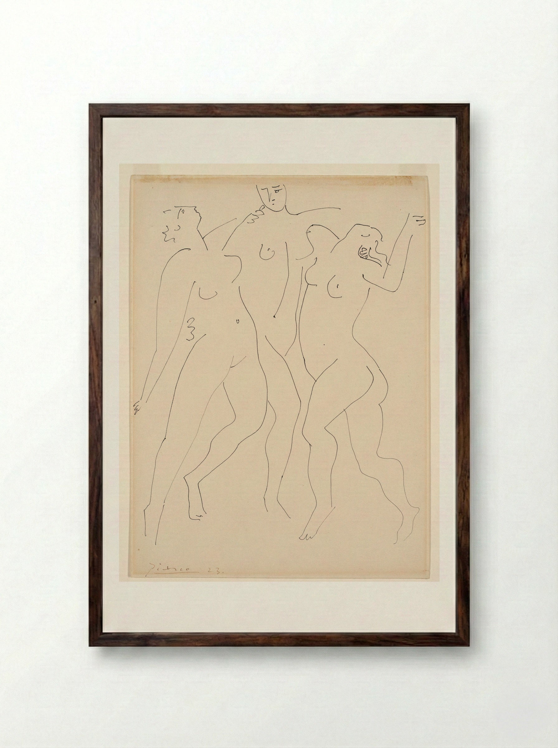 Three Graces - Pablo Picasso - Framed Print Dark Wood