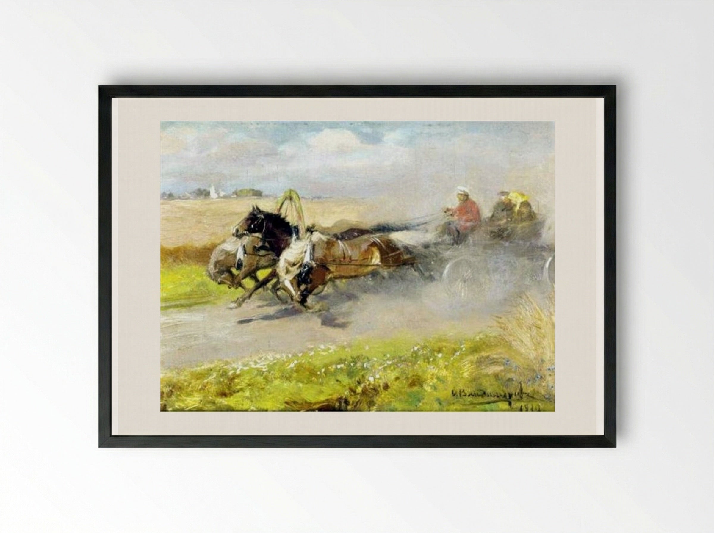 Three Horses - Ivan Vladimirov - Framed Print Black