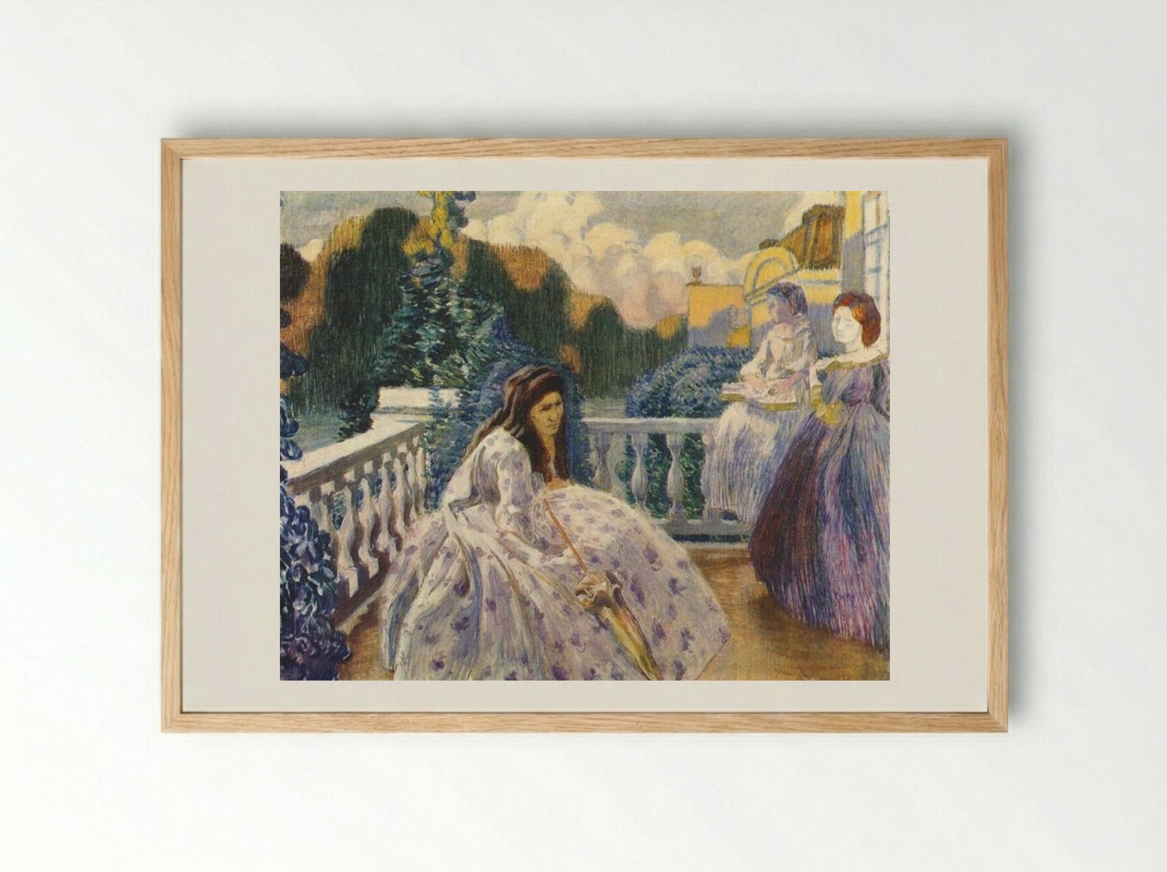 Three Ladies on the Terrace - Victor Borisov-Musatov - Framed Print Wood