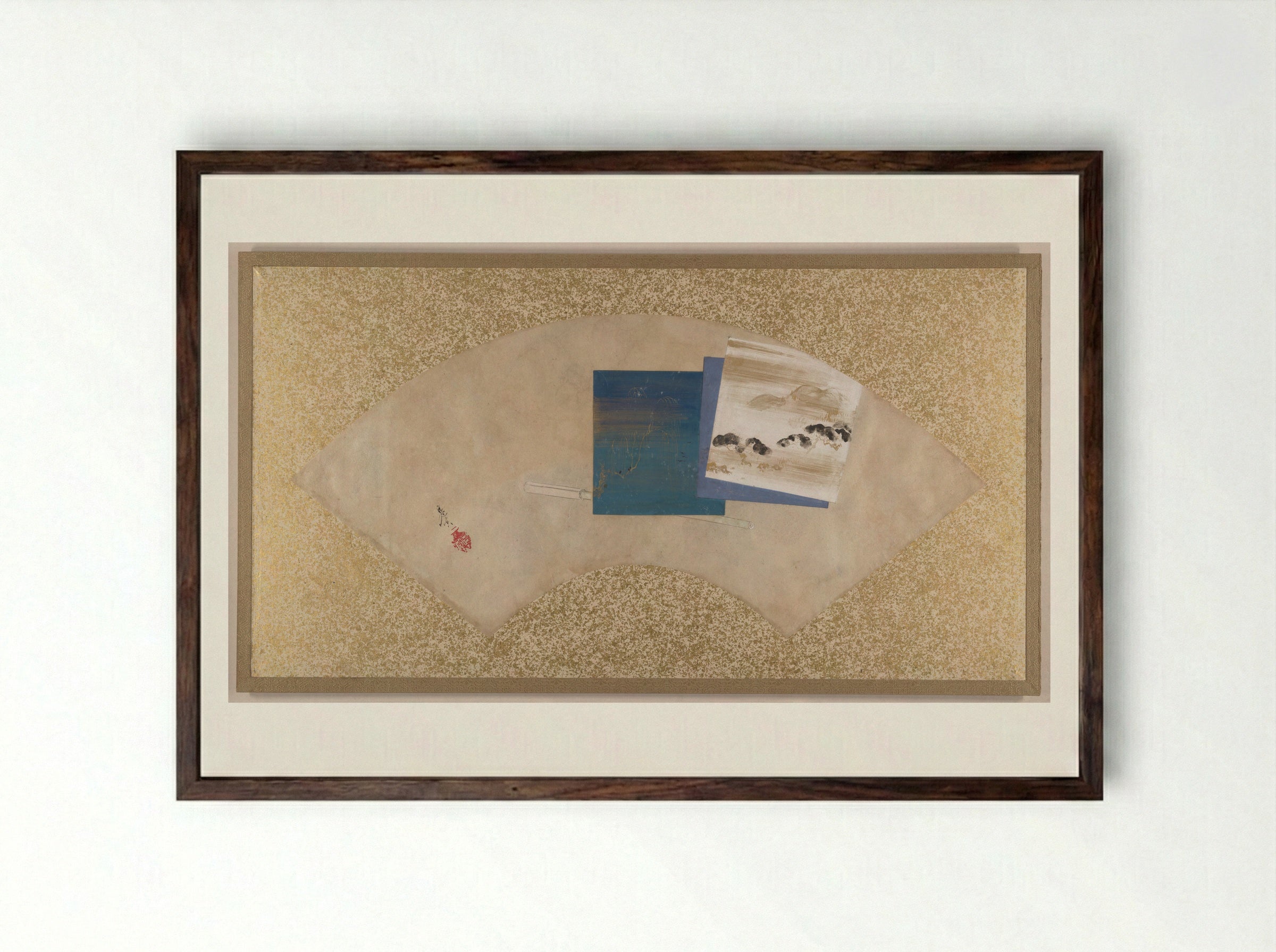 Three Landscapes - Shibata Zeshin - Framed Print Dark Wood