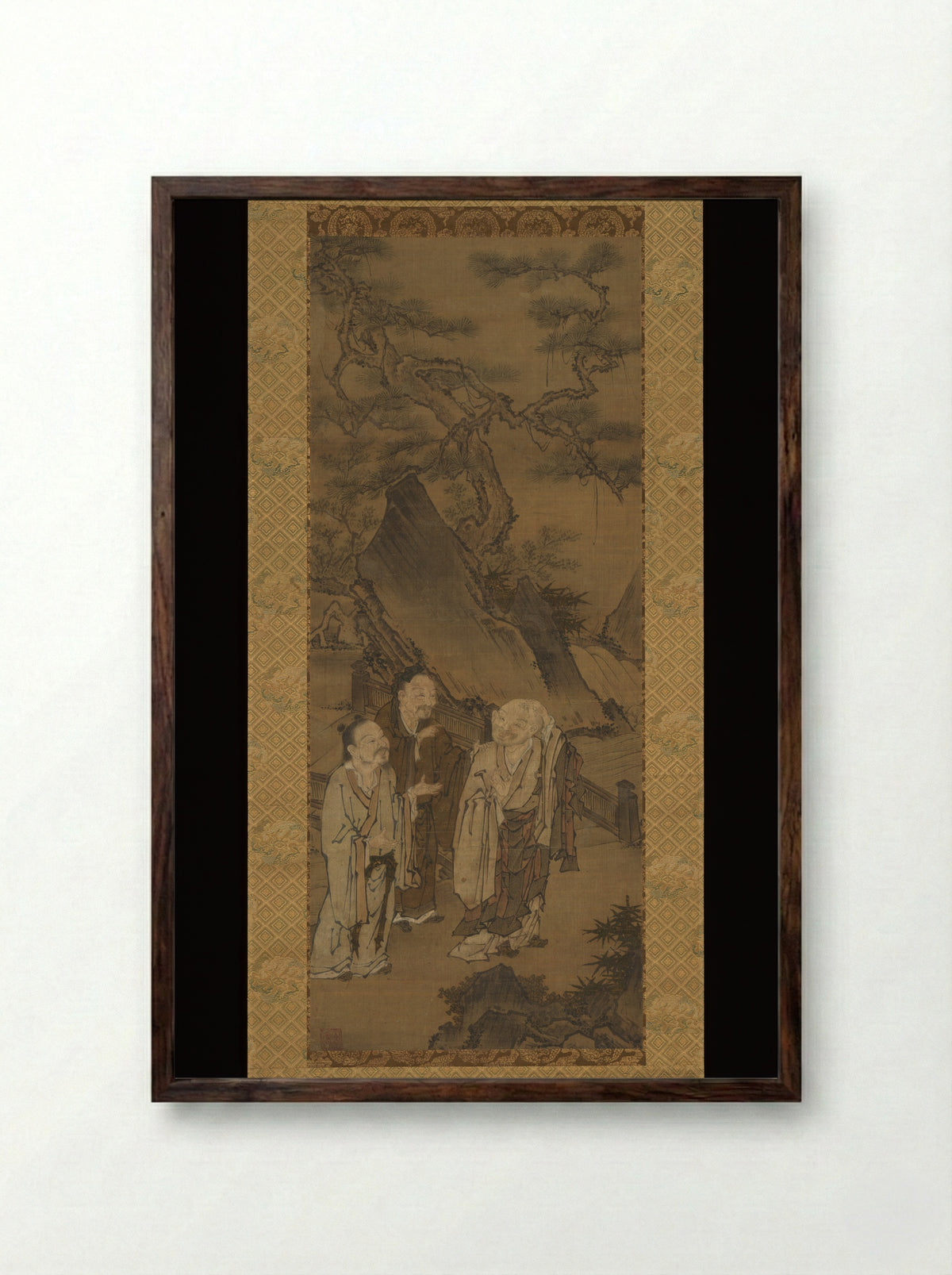 Three Laughers of Tiger Ravine - Sekishō Shōan - Framed Print Dark Wood