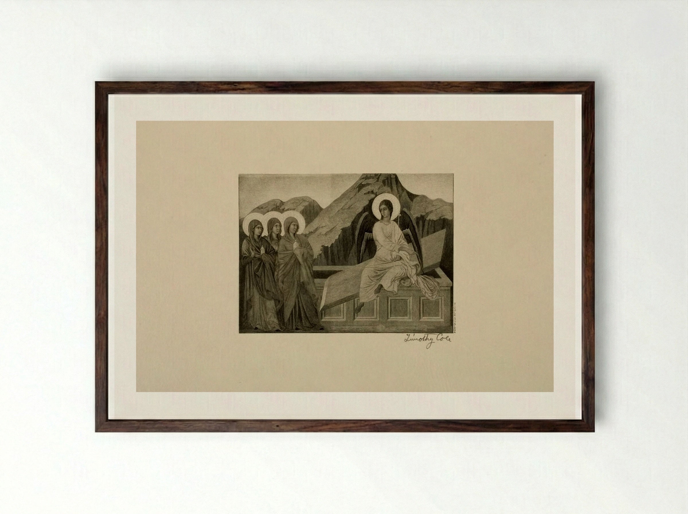 Three Marys at the Tomb - Timothy Cole - Framed Print Dark Wood