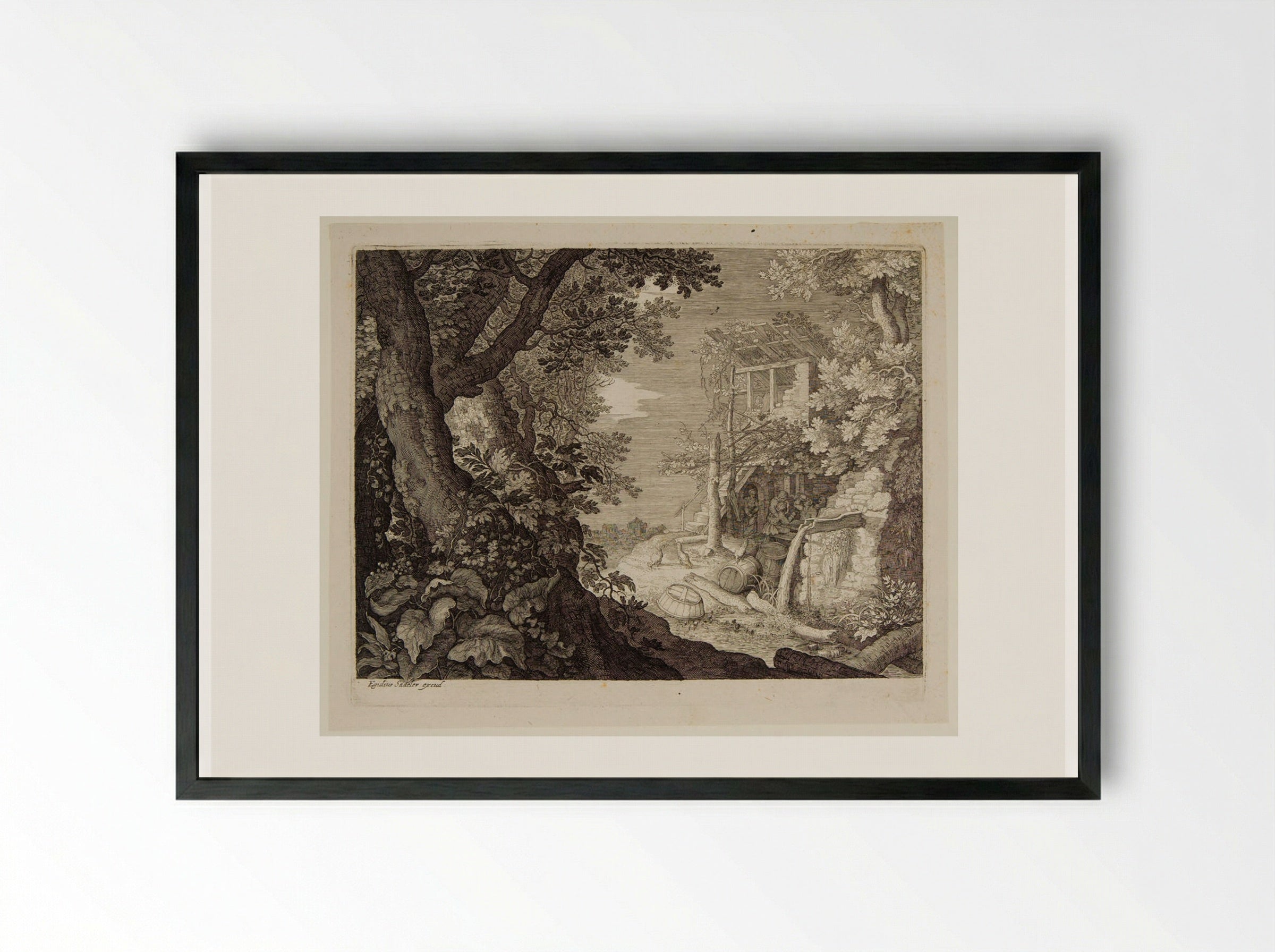 Three Men Drinking - Aegidius Sadeler II - Framed Print Black