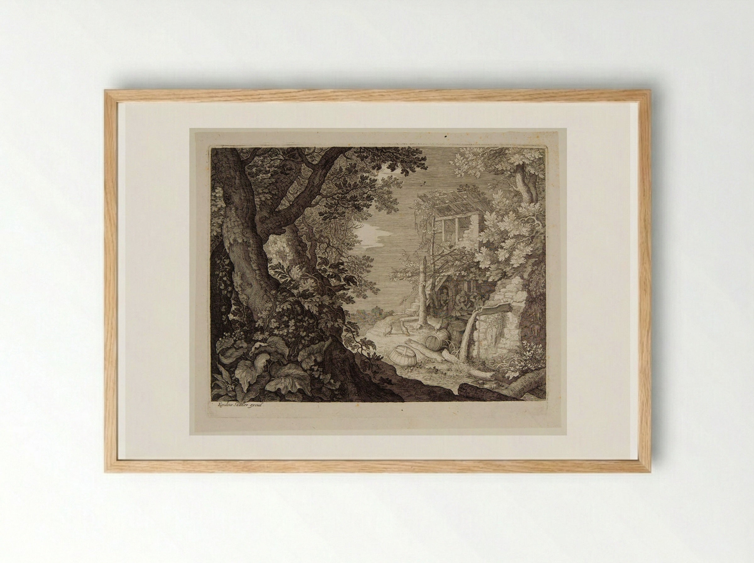 Three Men Drinking - Aegidius Sadeler II - Framed Print Wood