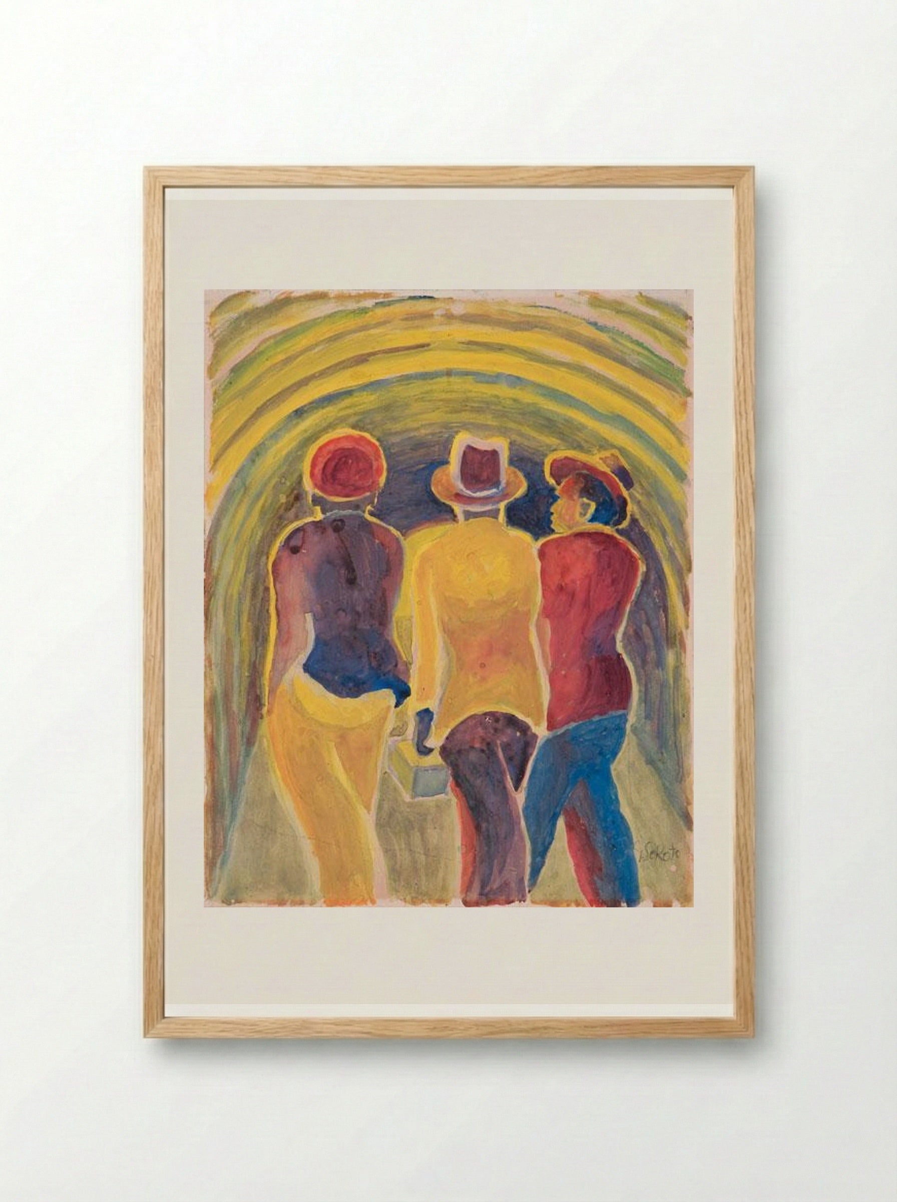 Three Men Walking - Gerard Sekoto - Framed Print Wood