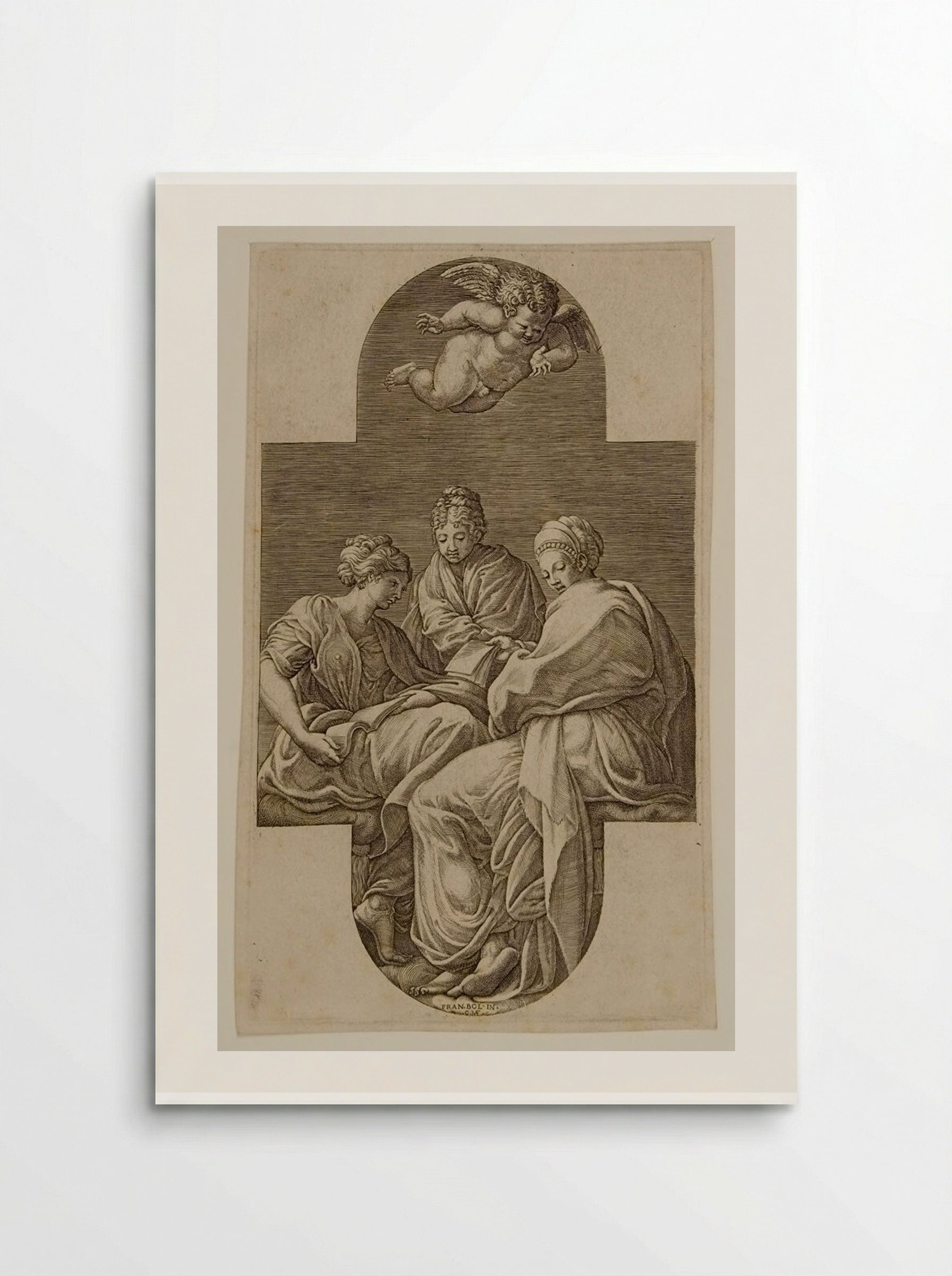 Three Muses and a Putto with a Lyre - Giorgio Ghisi - Poster