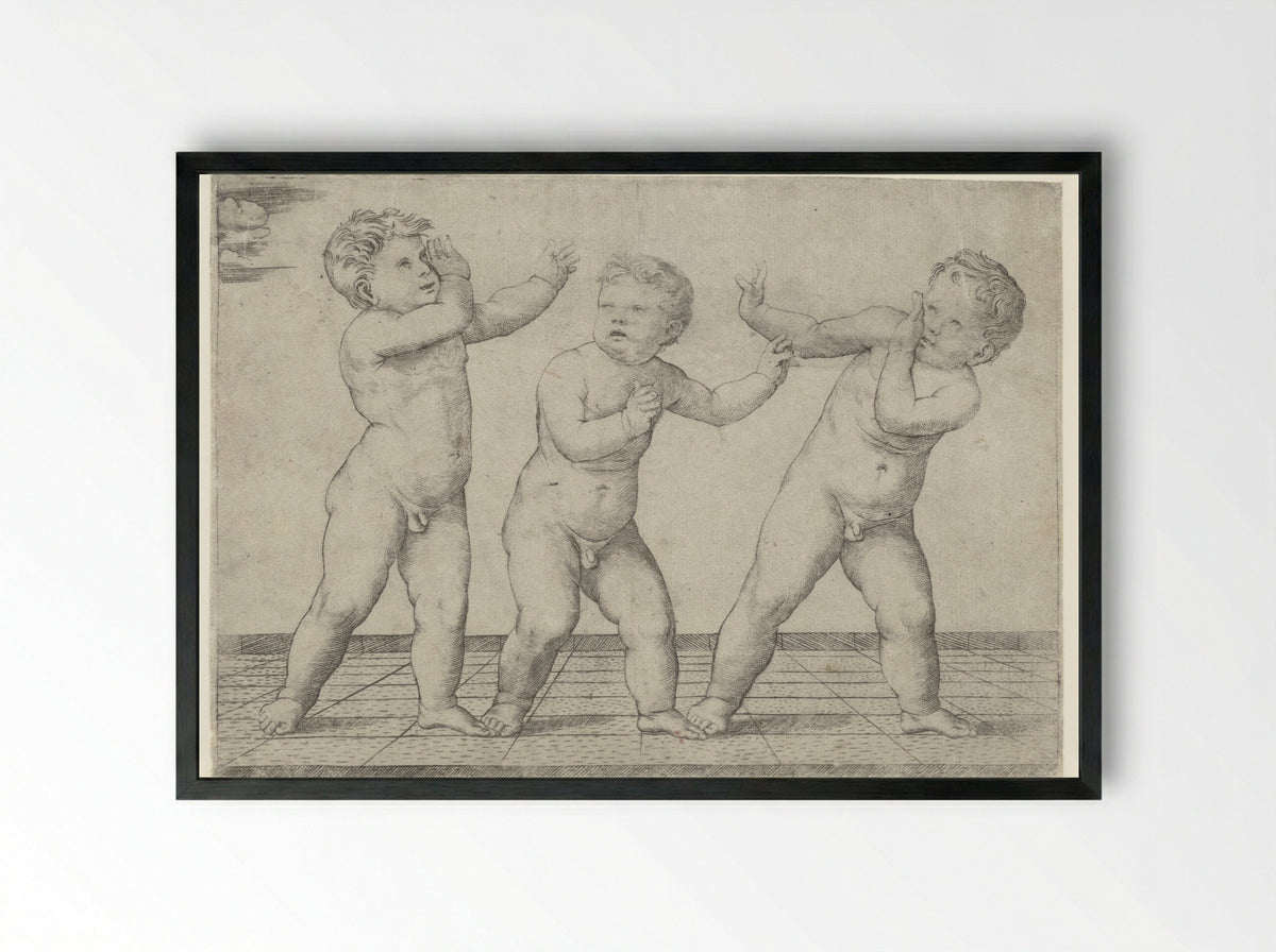 Three Naked Boys - Giacomo Francia - Framed Print Black