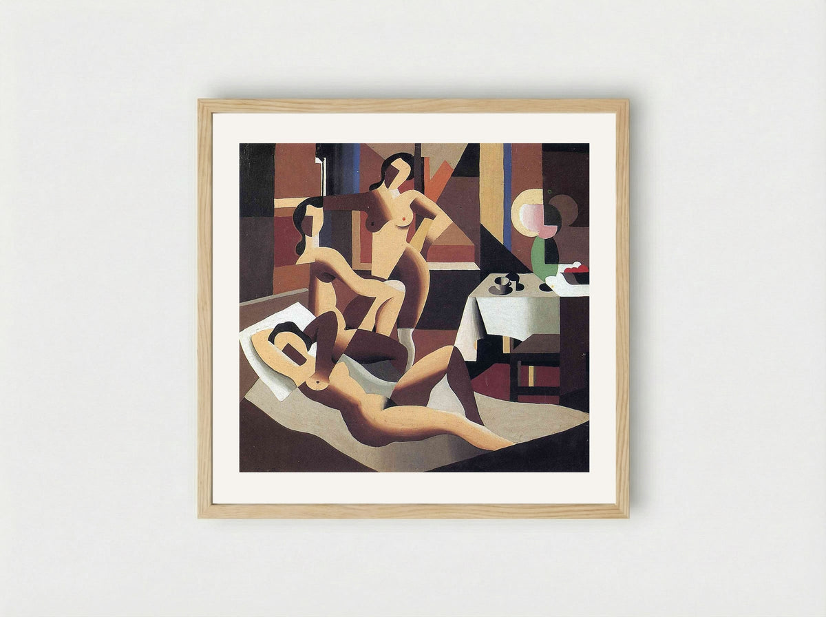Three Nudes in an Interior - Rene Magritte - Framed Print Wood