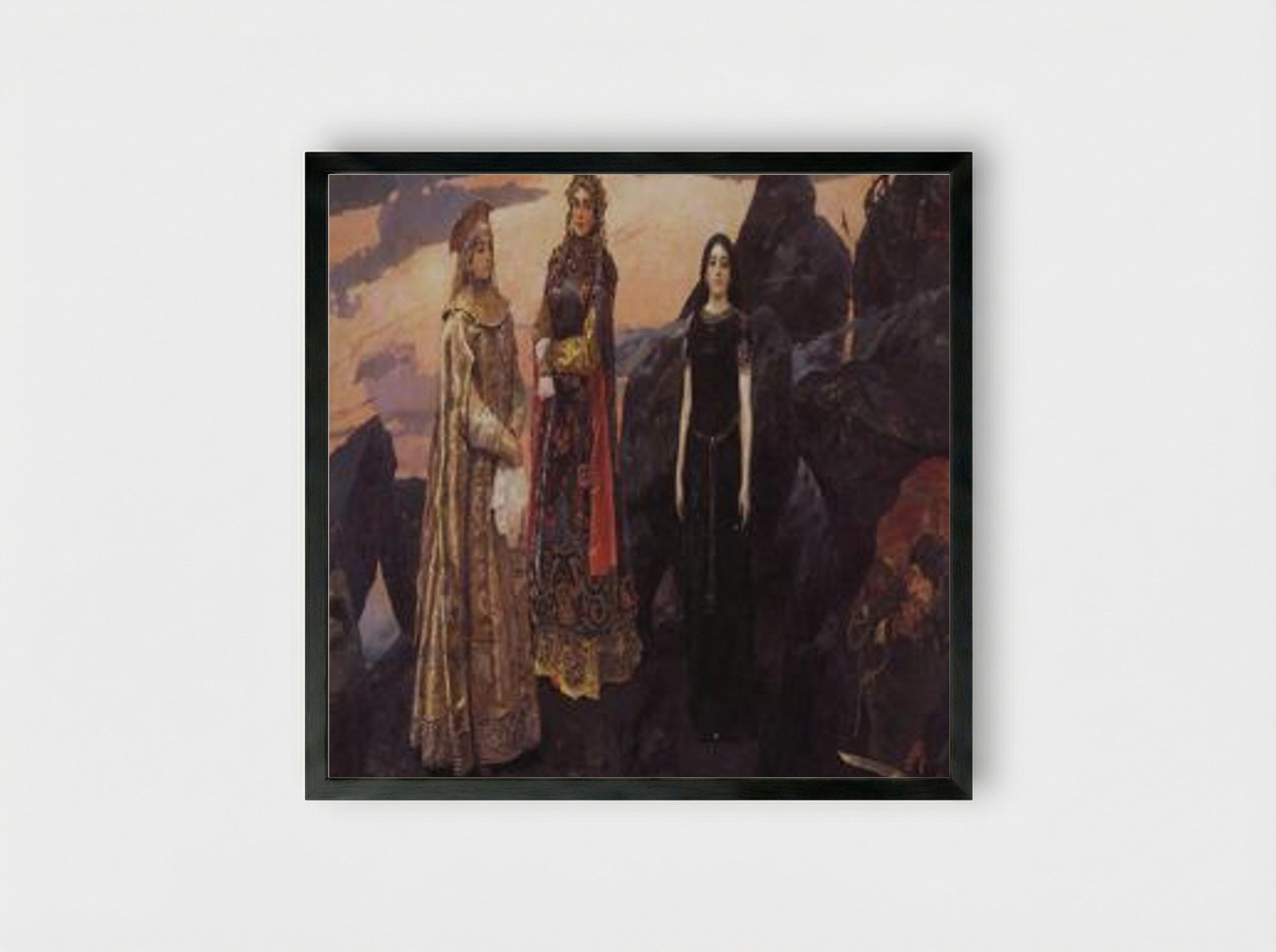 Three Princesses of the Underworld - Viktor Vasnetsov - Framed Print Black