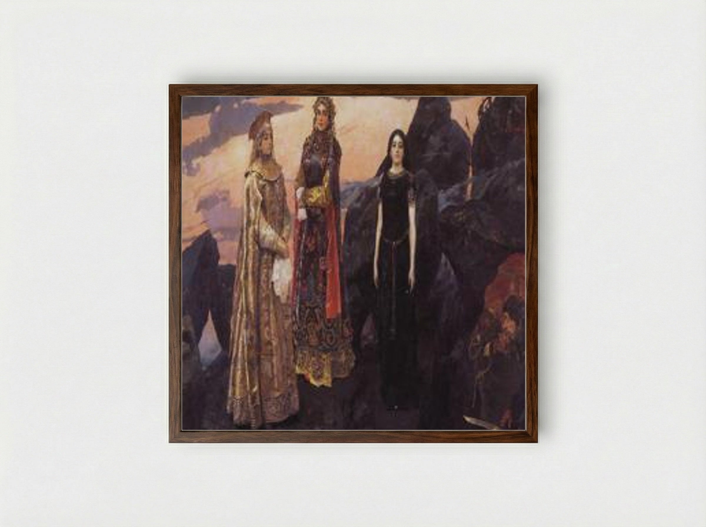 Three Princesses of the Underworld - Viktor Vasnetsov - Framed Print Dark Wood