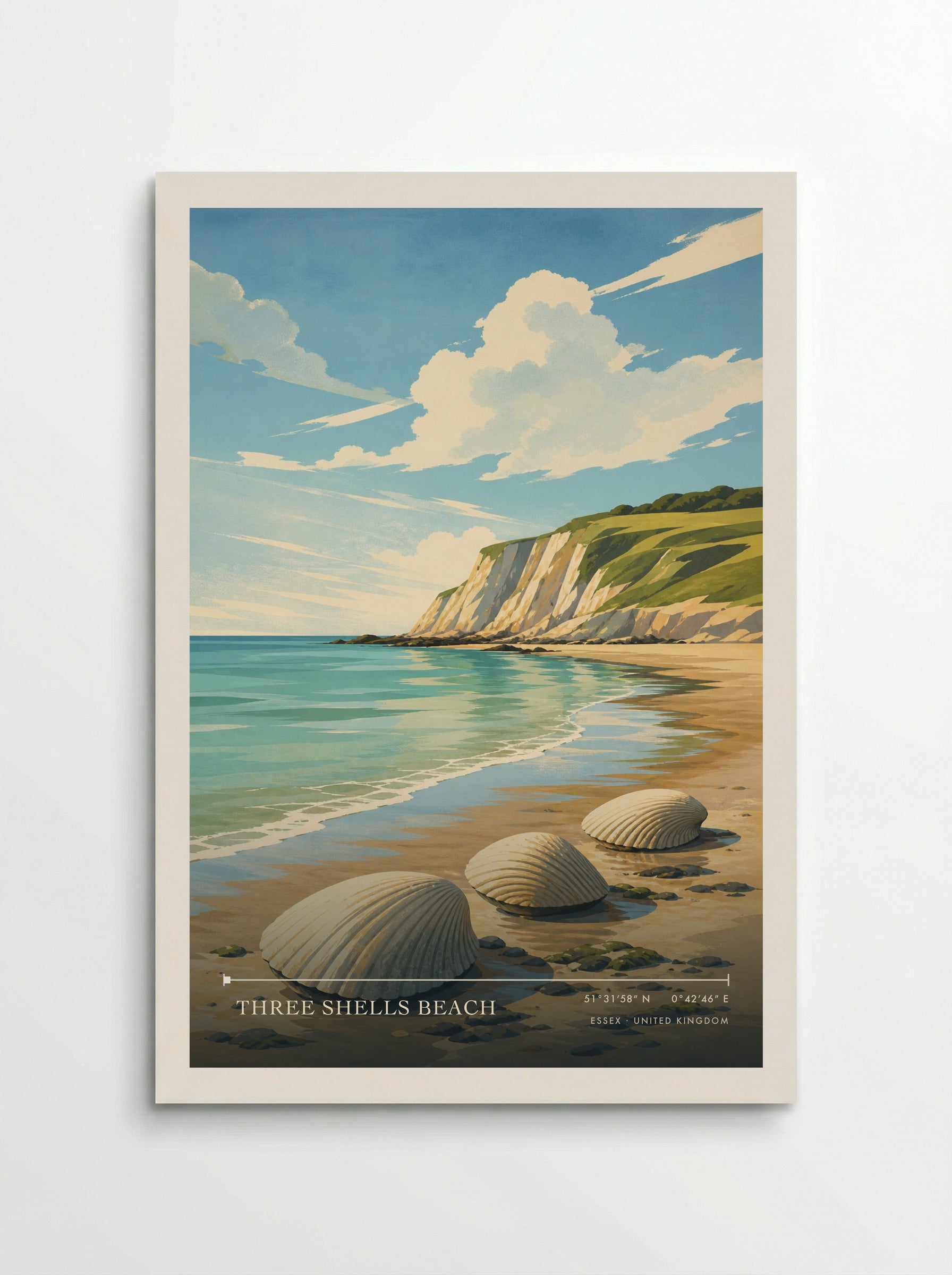 Three Shells Beach Essex United Kingdom Travel Poster - Poster