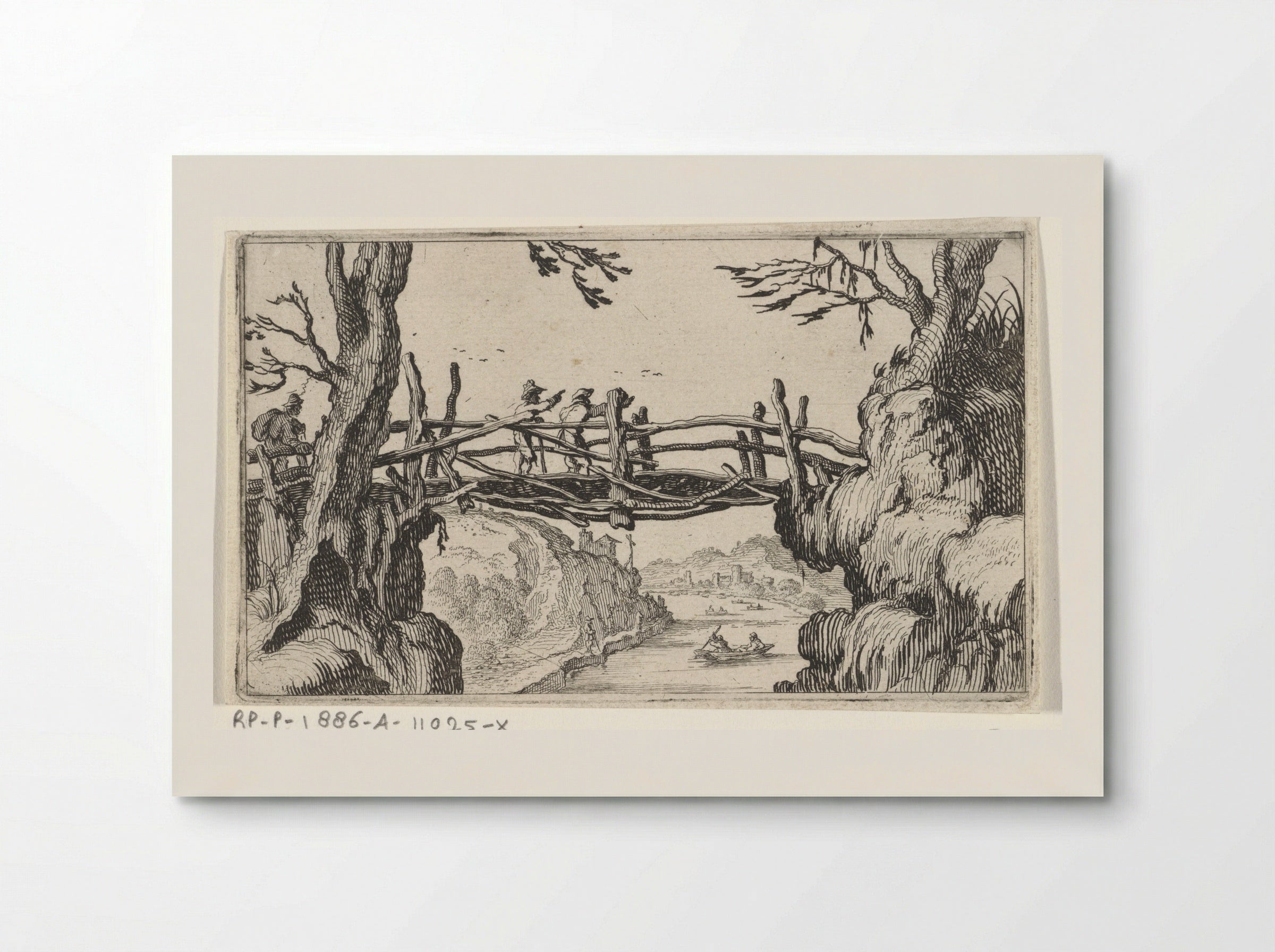 Three Walkers on a Wooden Bridge - Gillis van Scheyndel (I) - Poster