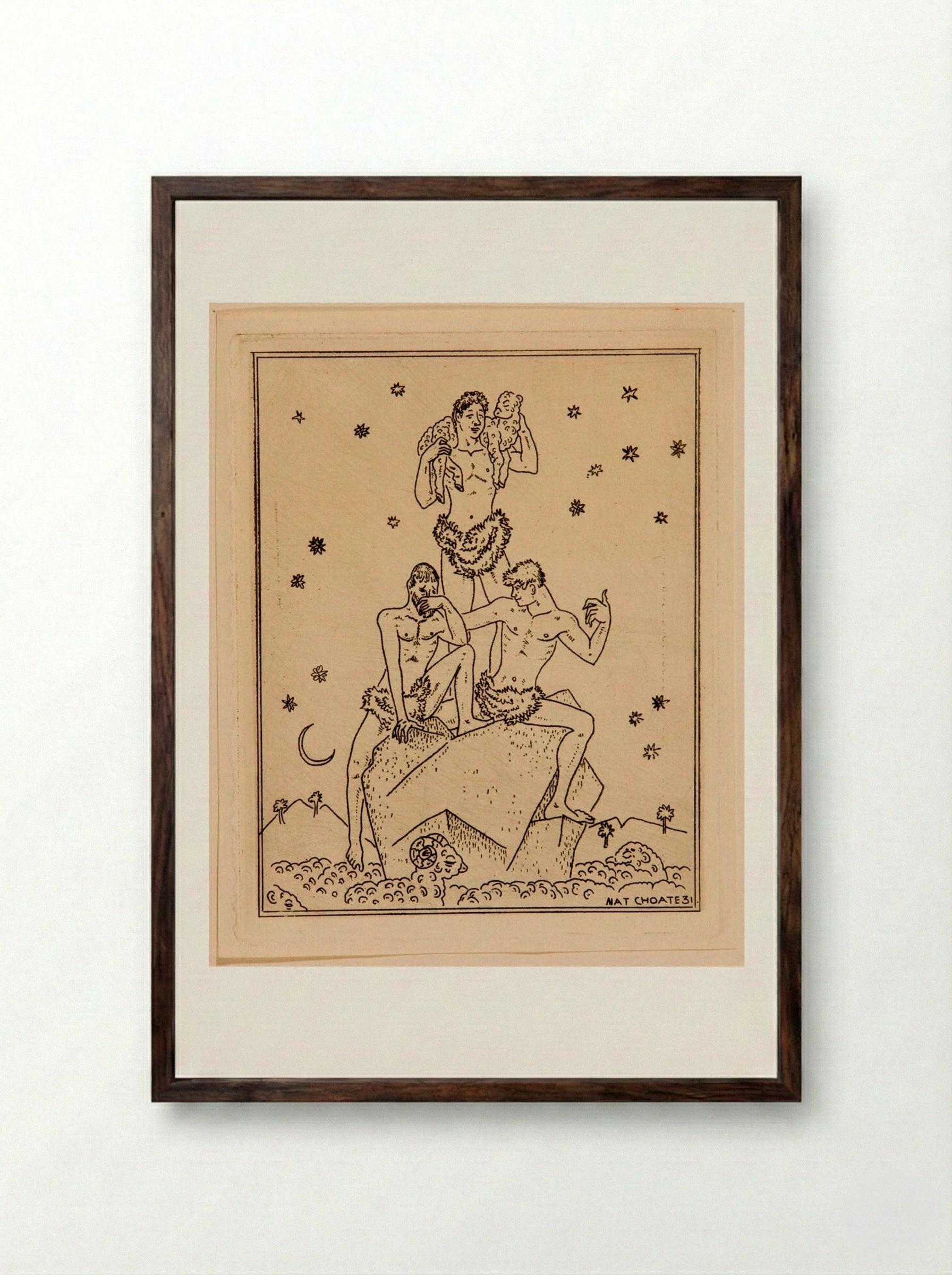 Three Wise Men (Christmas Card) - Nathaniel Choate - Framed Print Dark Wood