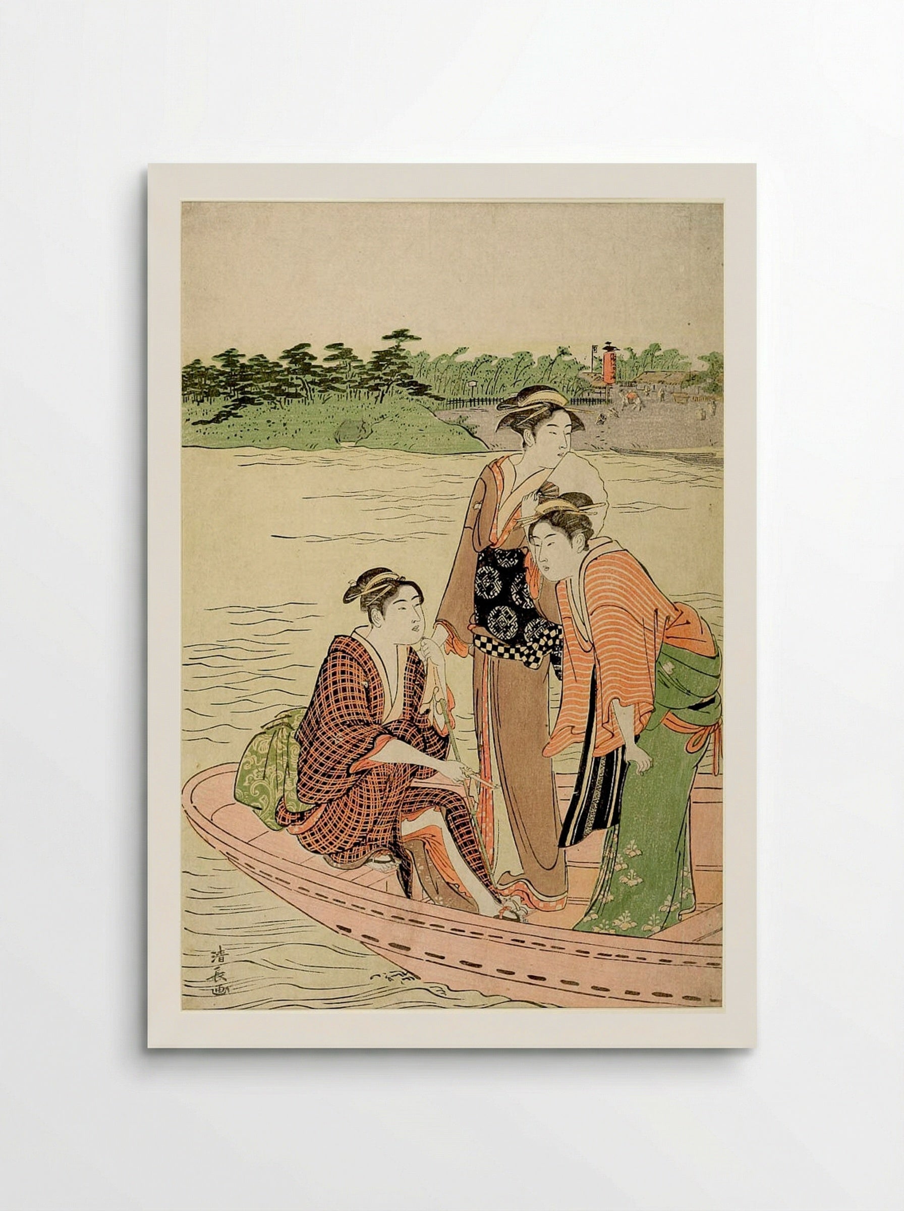 Three Women Boating - Torii Kiyonaga - Poster