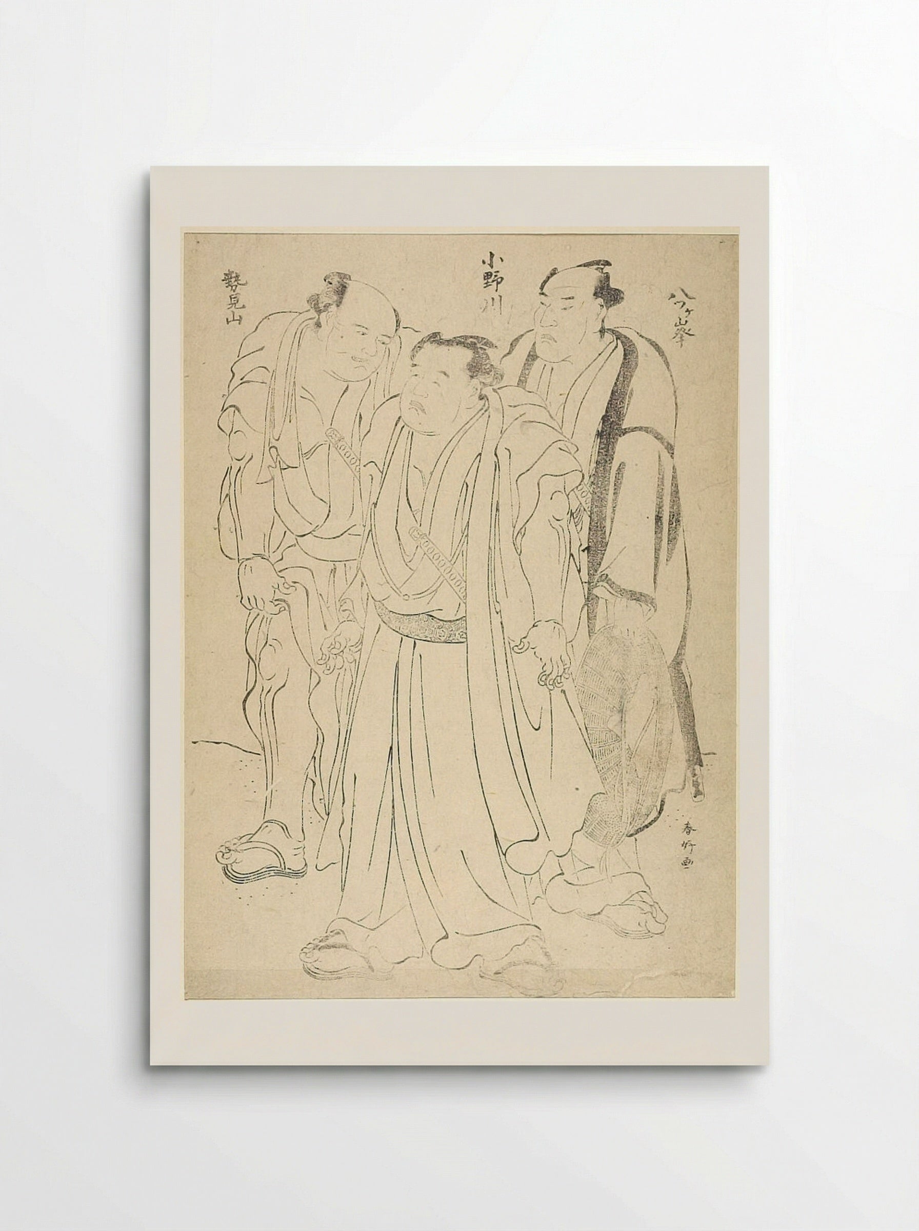 Three Wrestlers: Hatsugamine, Onogawa and Kiyomiyama - Katsukawa Shunkō - Poster