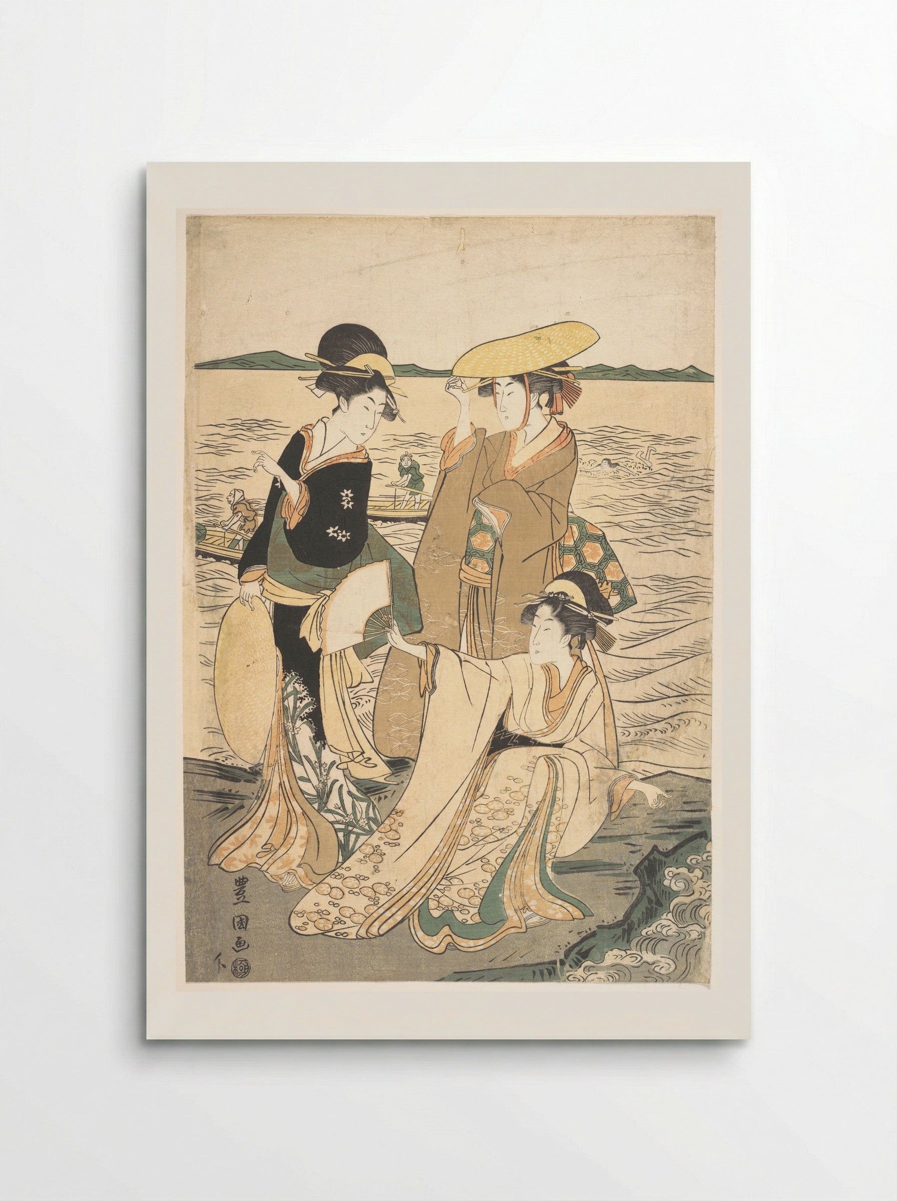 Three Young Ladies by the Seashore - Utagawa Toyokuni I - Poster