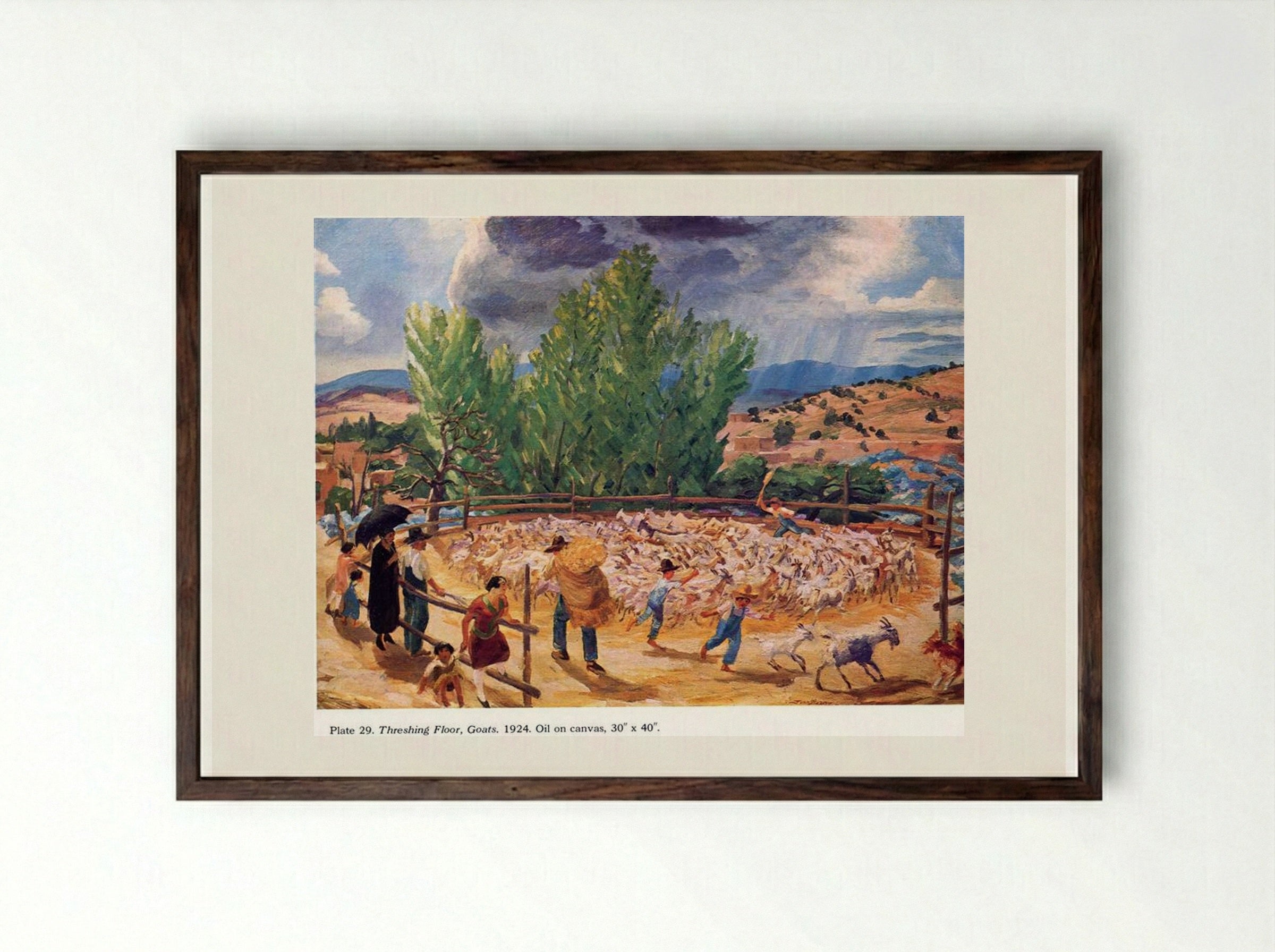 Threshing Floor, Santa Fe - John French Sloan - Framed Print Dark Wood