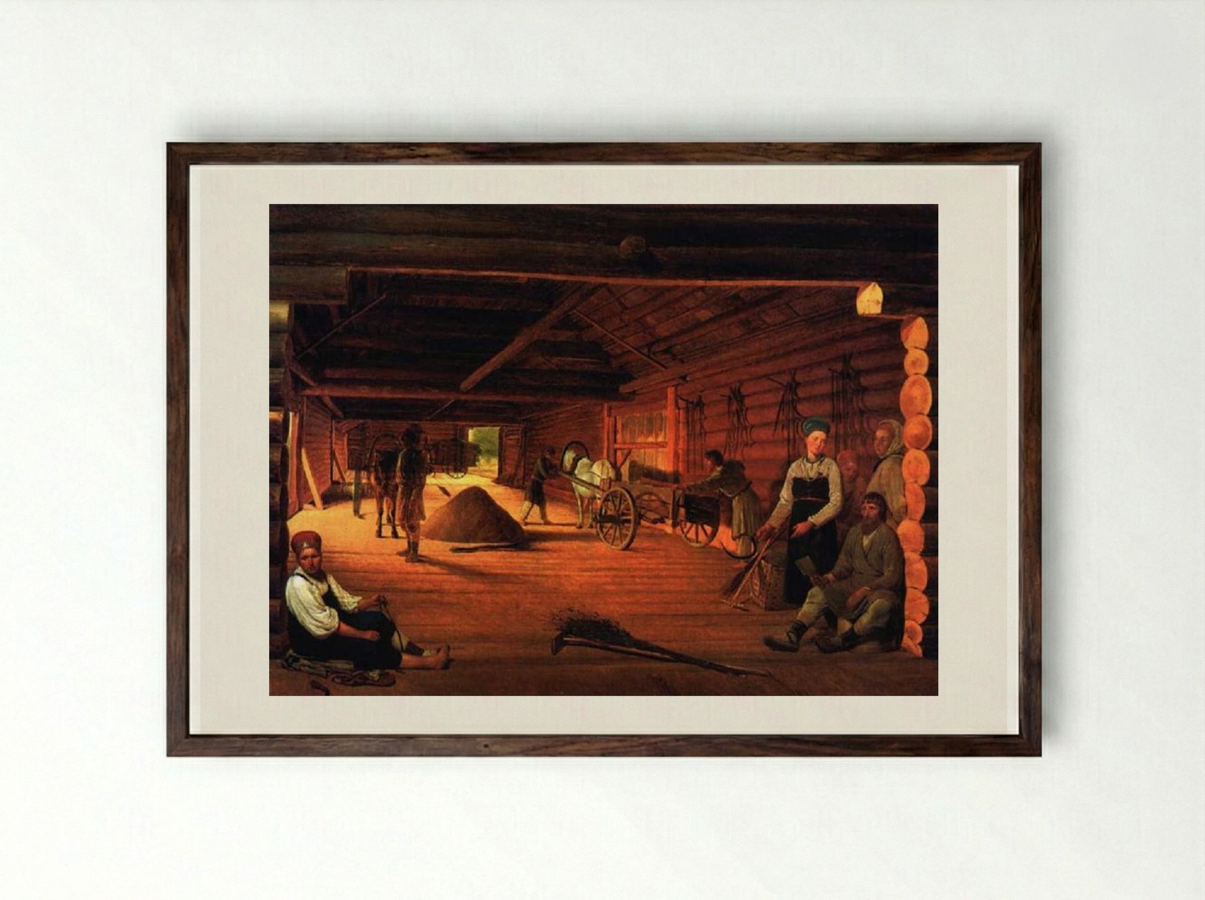 Threshing-Floor - Alexey Venetsianov - Framed Print Dark Wood