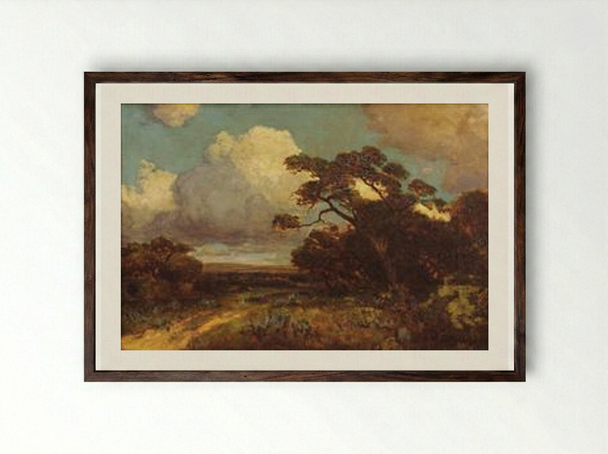 Through the Hills in SW Texas - Robert Julian Onderdonk - Framed Print Dark Wood